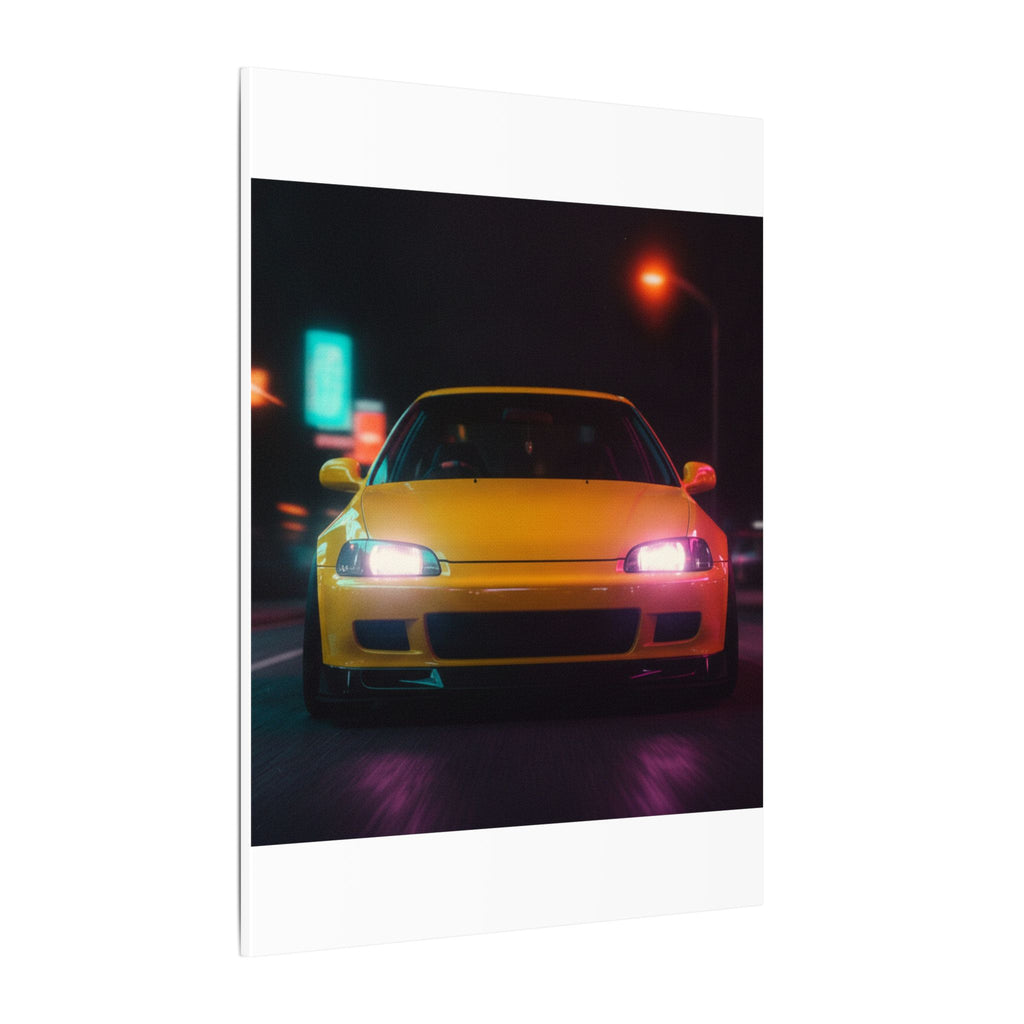 Neon Night JDM Yellow Coupe Street Matte Canvas