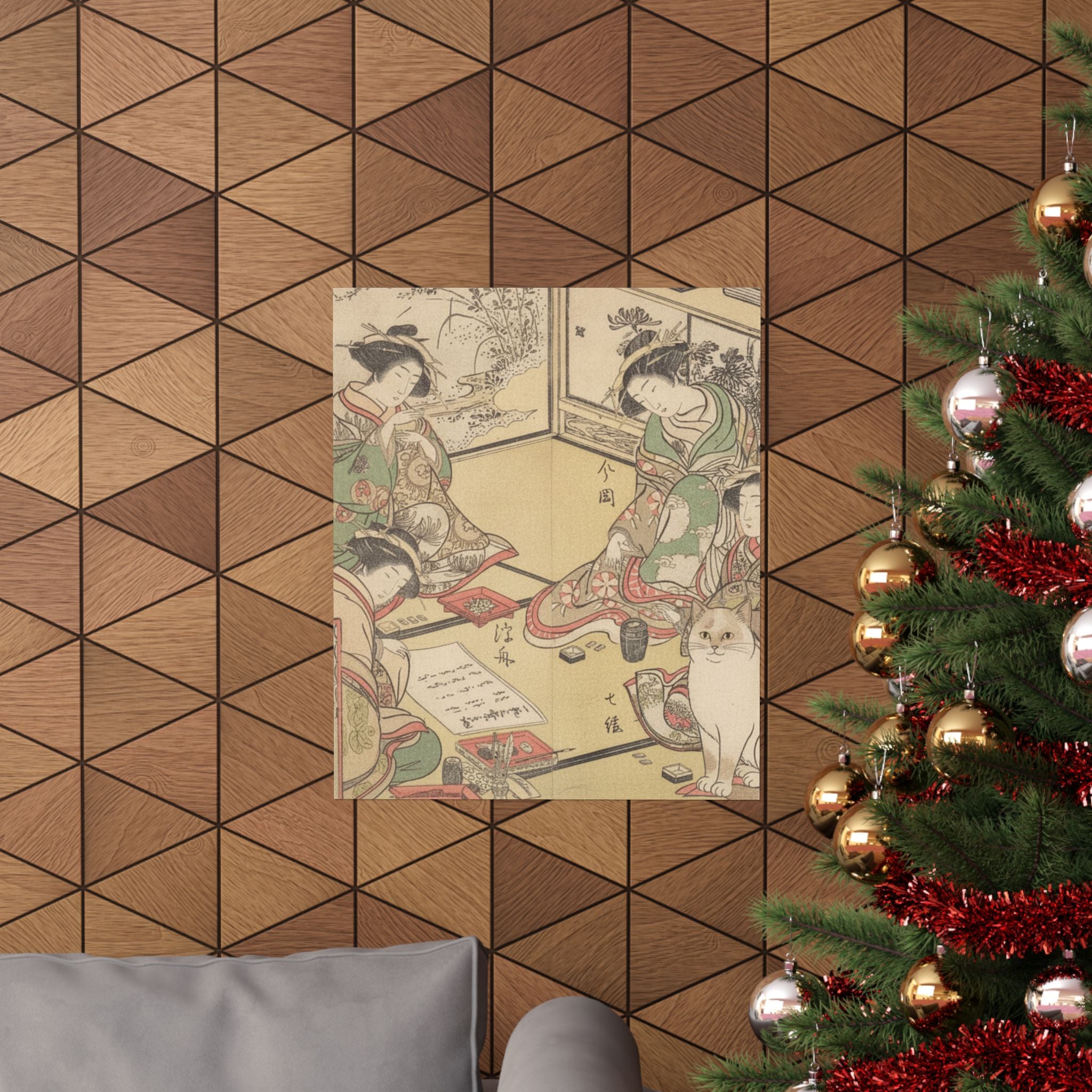 Botanical — Four Oiran Of The House Called Kadokana-Ya Playing The Game Of Ko-Awase (Incense — Matte Poster
