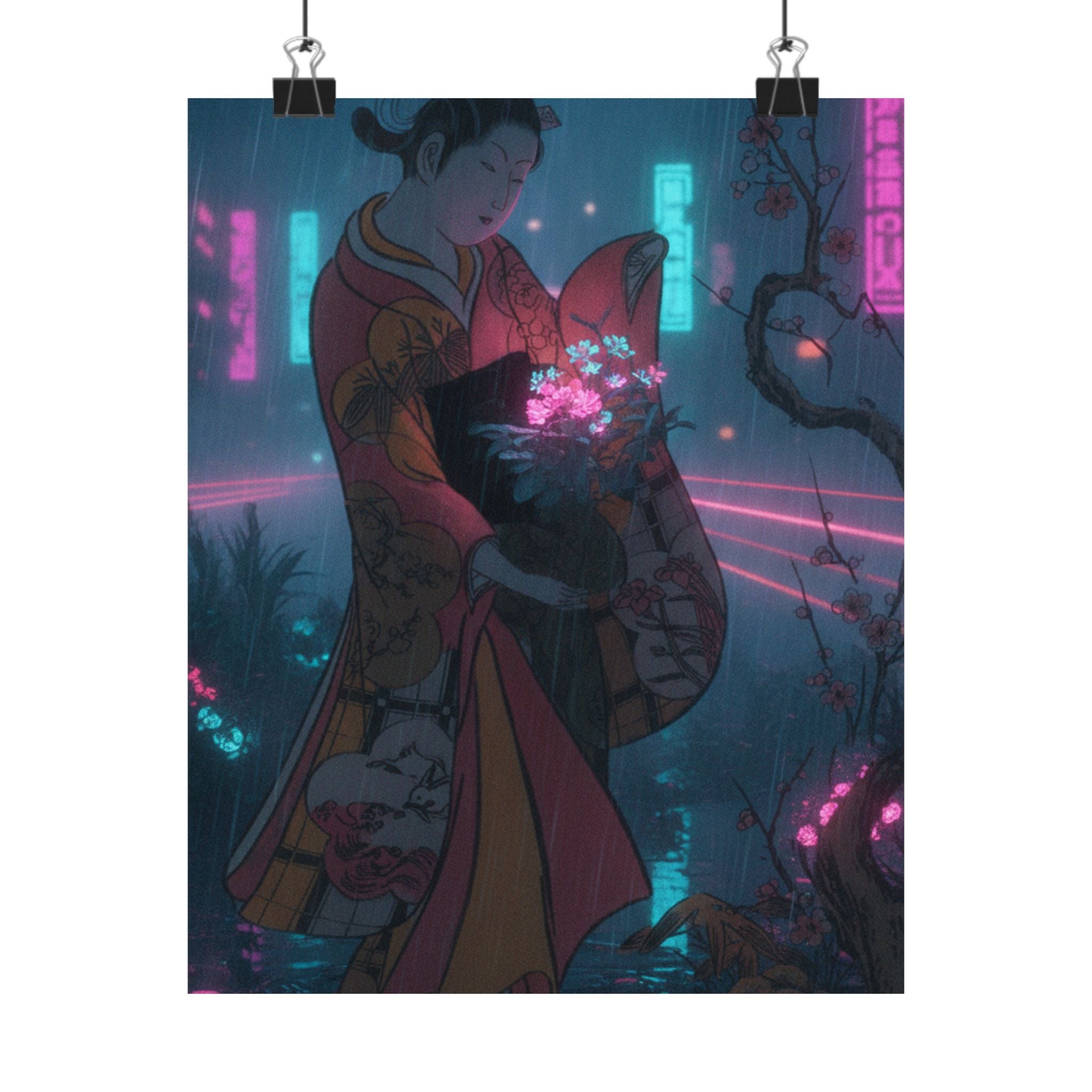 Neon Noir — A Young Lady In A Garden — Matte Poster