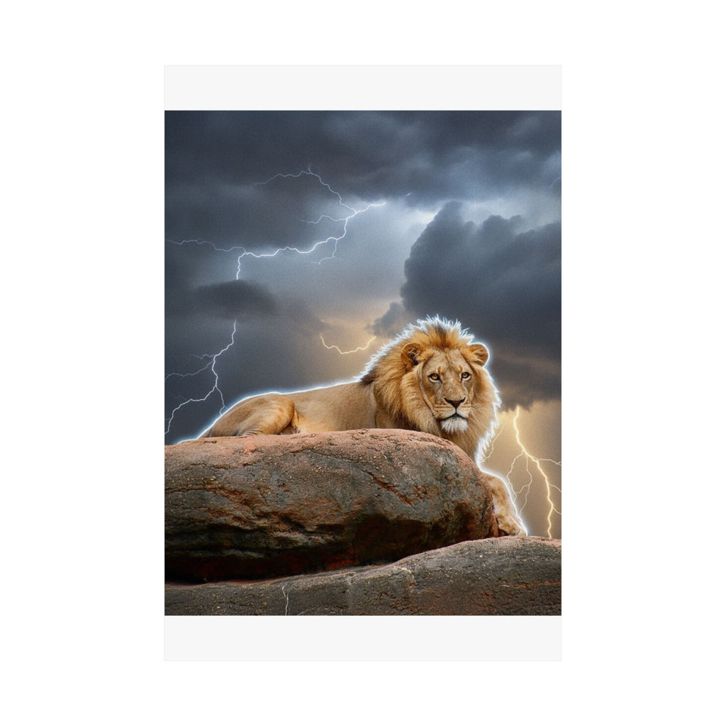 Dramatic Storm — Lion — Matte Poster