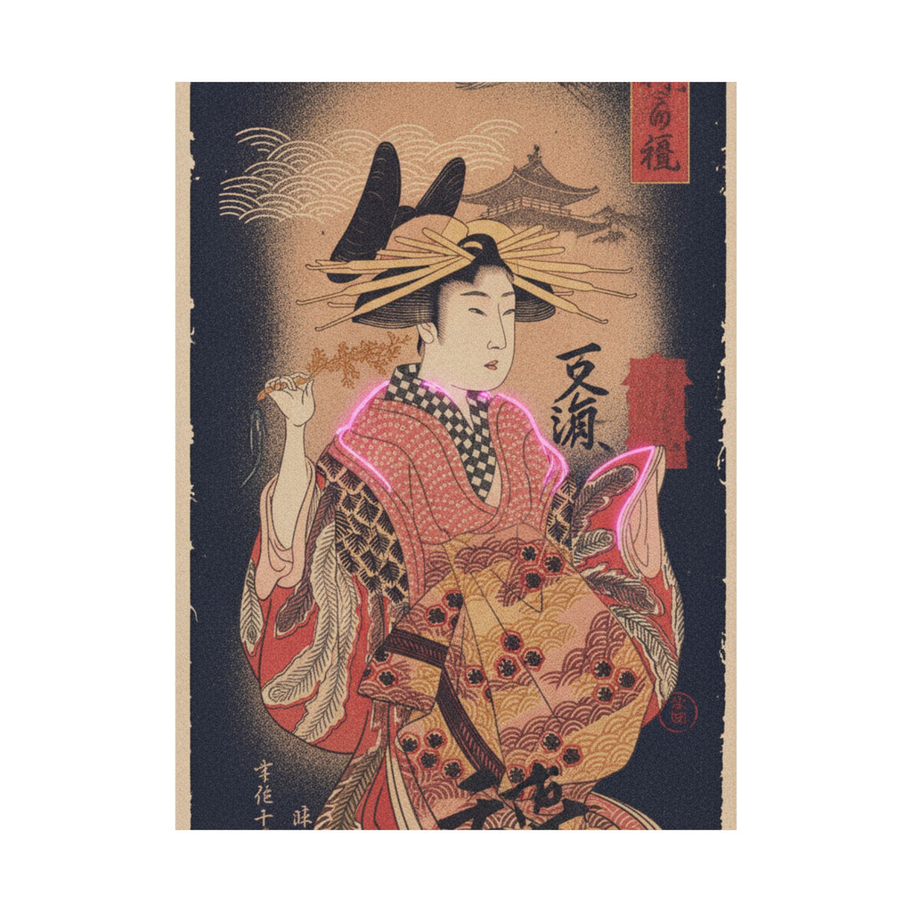 Japanese Street — Courtesan With Branch Of Seri — Matte Poster
