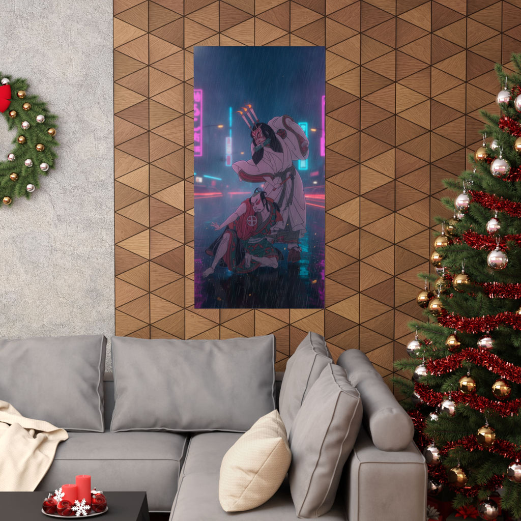 Neon Noir — Kabuki Actors Ichimura Uzaemon Ix As Ko-Kakeyama And Ōtani Hiroji Iii As Kōga Sa — Matte Poster