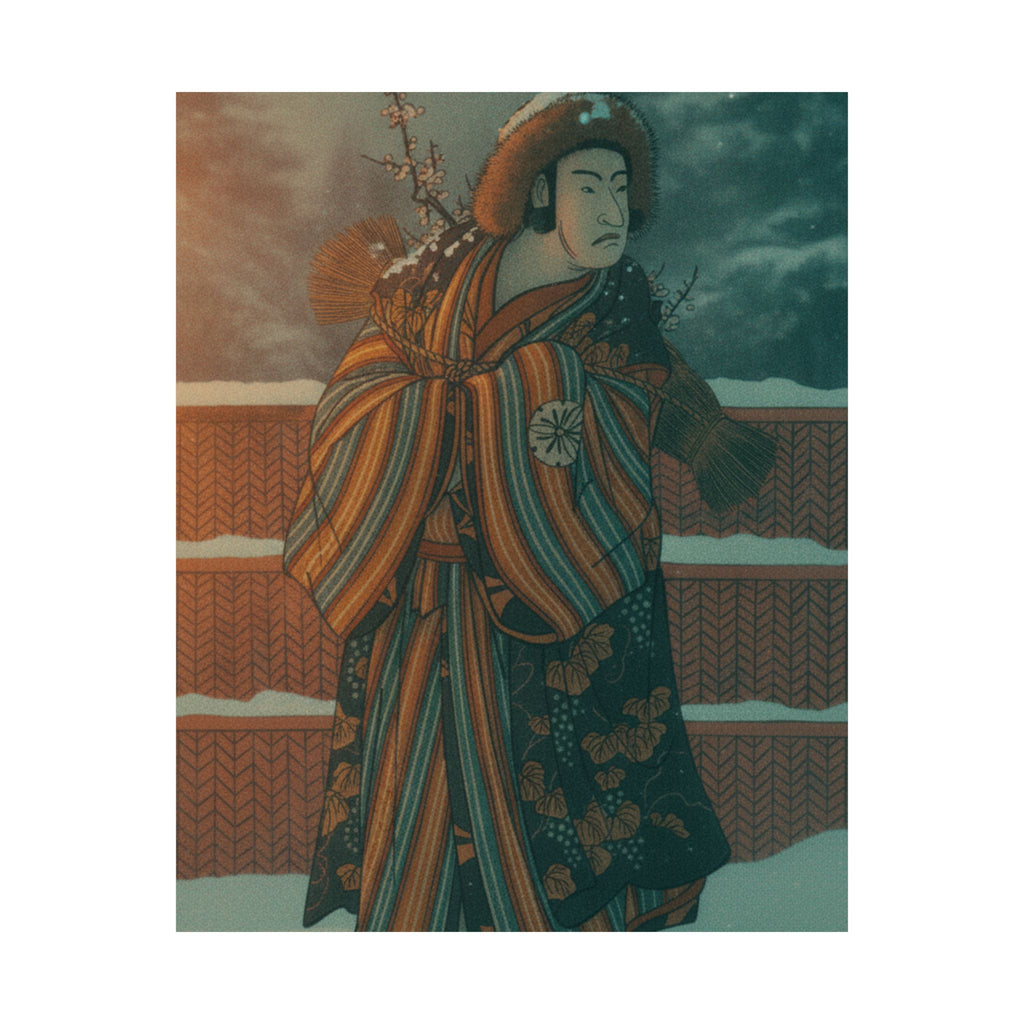 Cinematic — Matsumoto Sumezō As A Man In Winter Attire Standing In The Snow — Matte Poster