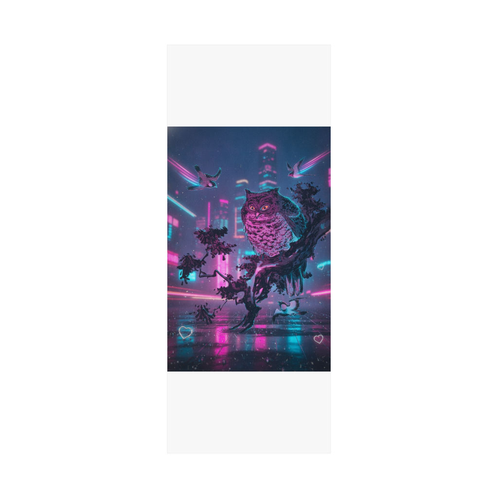 Neon Noir — Owl And Two Swallows — Matte Poster