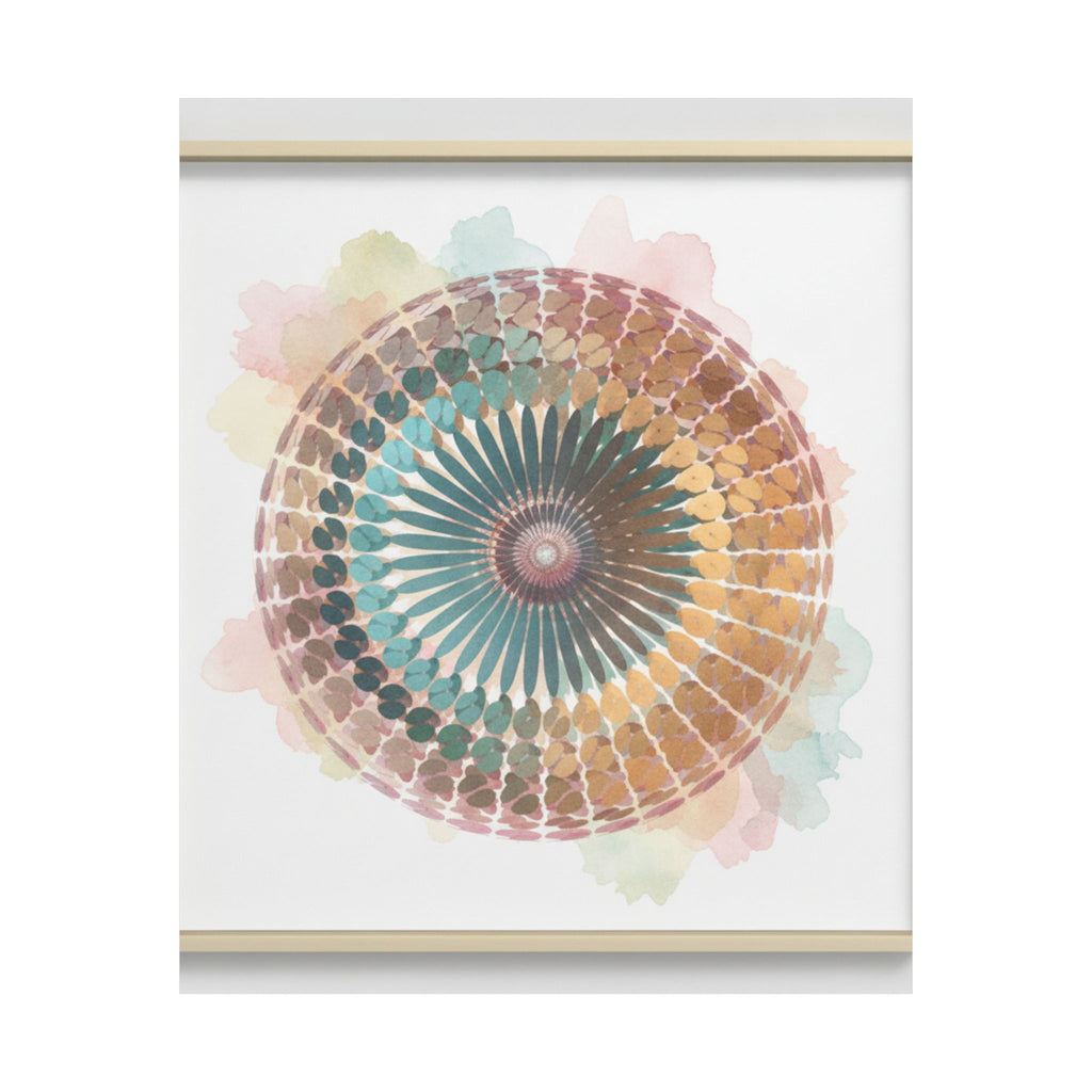 Terracotta and Teal Watercolour Spiral Mandala Poster