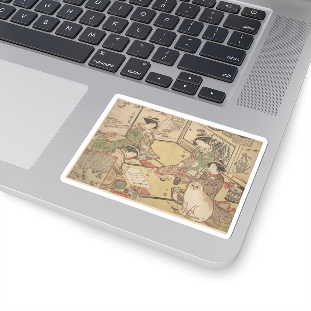 Botanical — Four Oiran Of The House Called Kadokana-Ya Playing The Game Of Ko-Awase (Incense — Kiss-Cut Sticker
