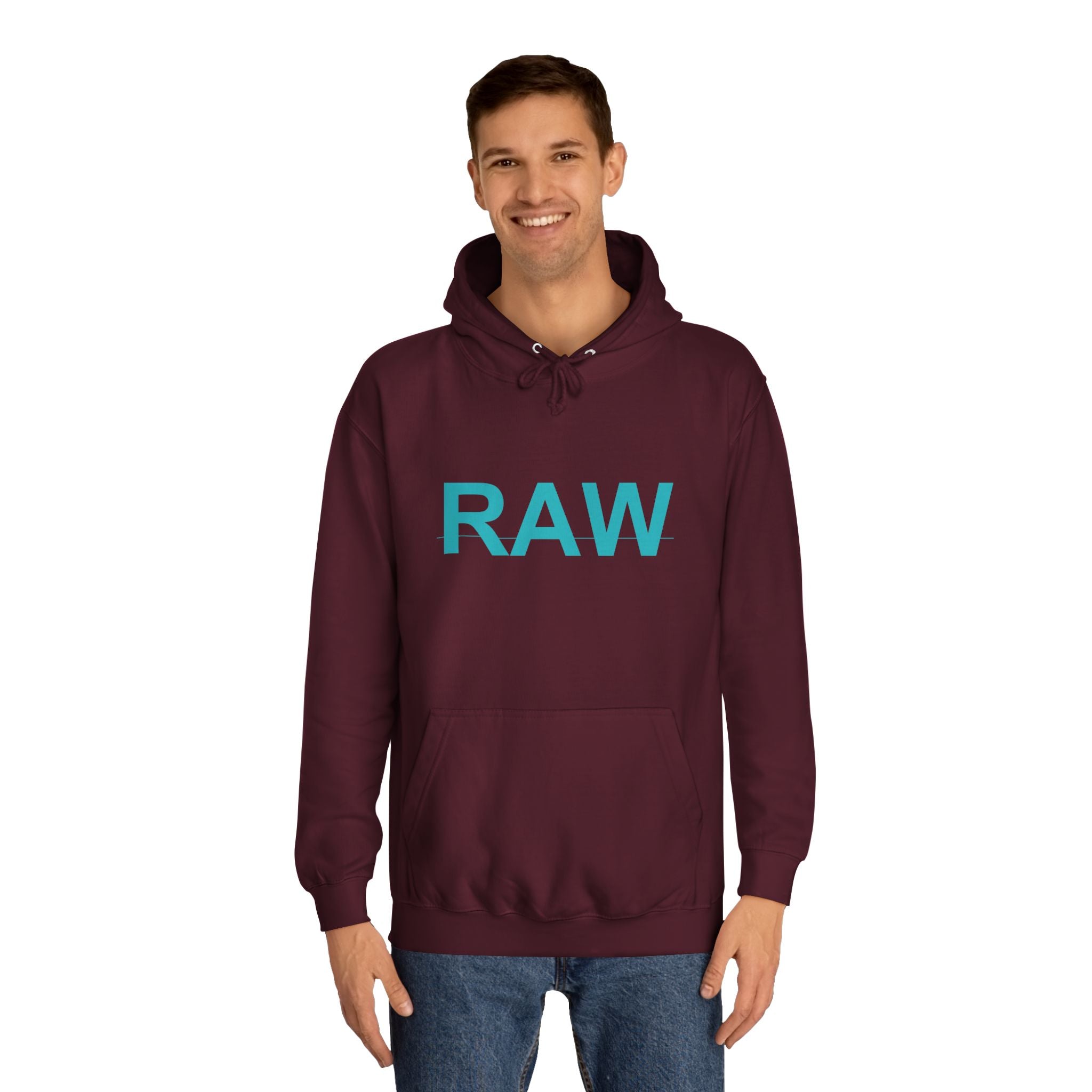 RAW Teal Capital Letter Minimalist Statement Hoodie