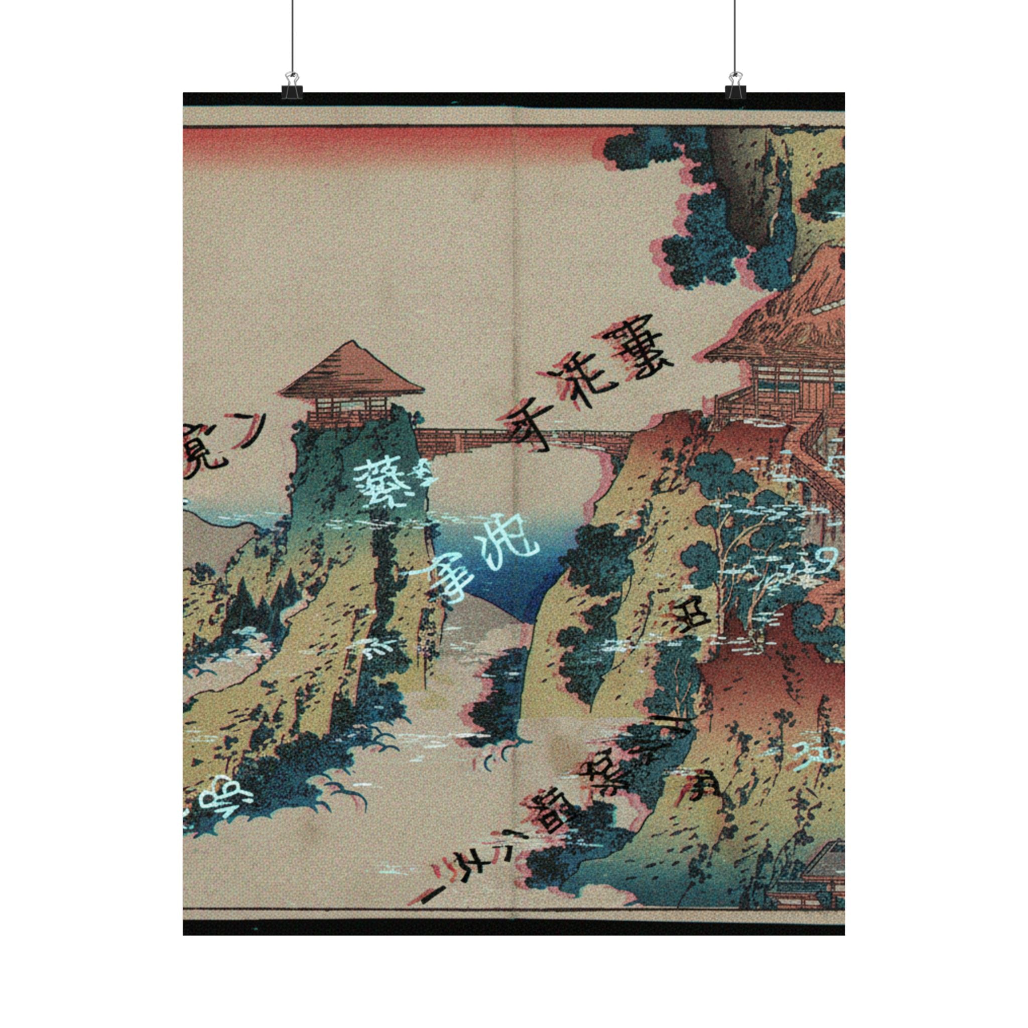 Glitch Culture — The Hanging-Cloud Bridge At Mount Gyōdō Near Ashikaga (Ashikaga Gyōdōzan Kumo No — Matte Poster