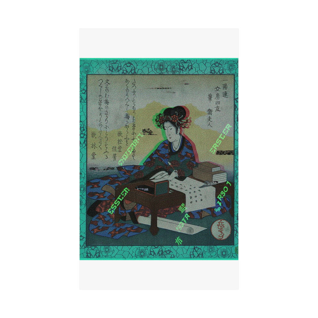 Glitch Culture — Chinese Lady Seated At A Table, Composing An Ode — Matte Poster