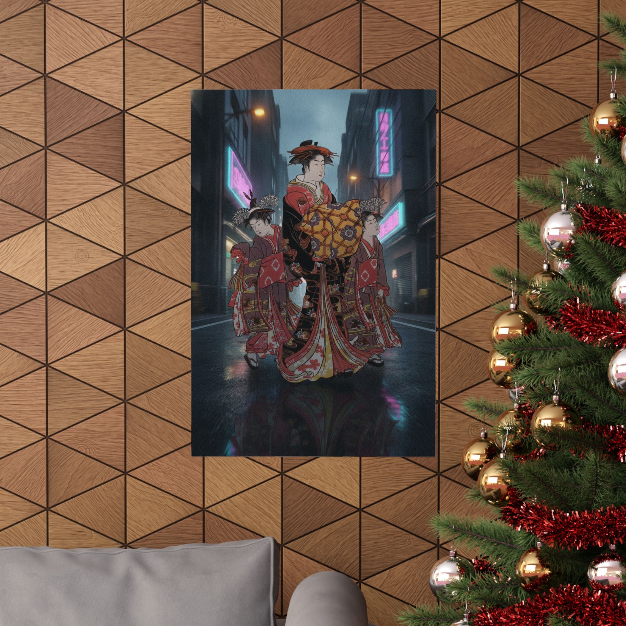 Fast Furious — An Oiran Accompanied By Two Kamuro — Matte Poster