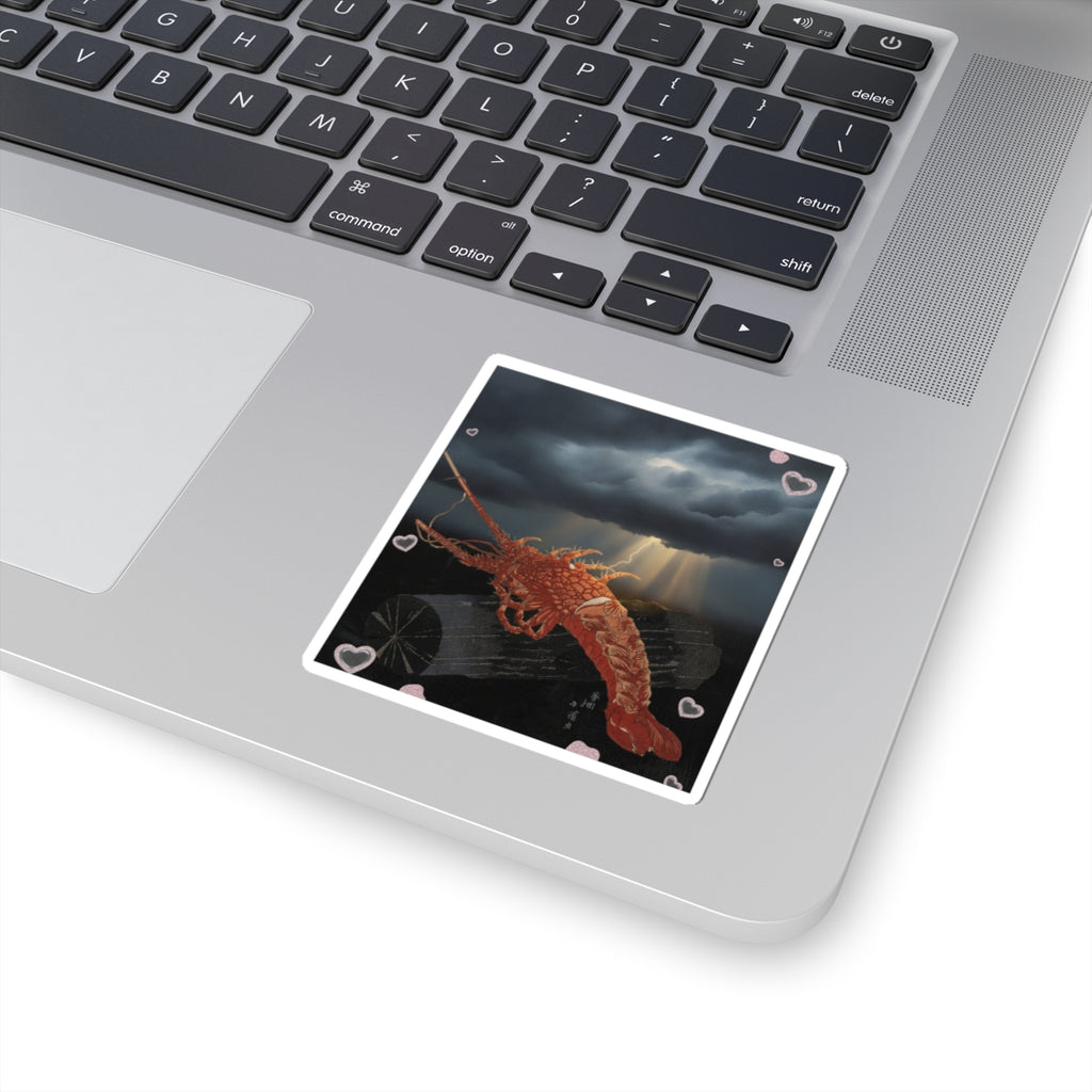 Dramatic Storm — Lobster On A Piece Of Charcoal — Kiss-Cut Sticker