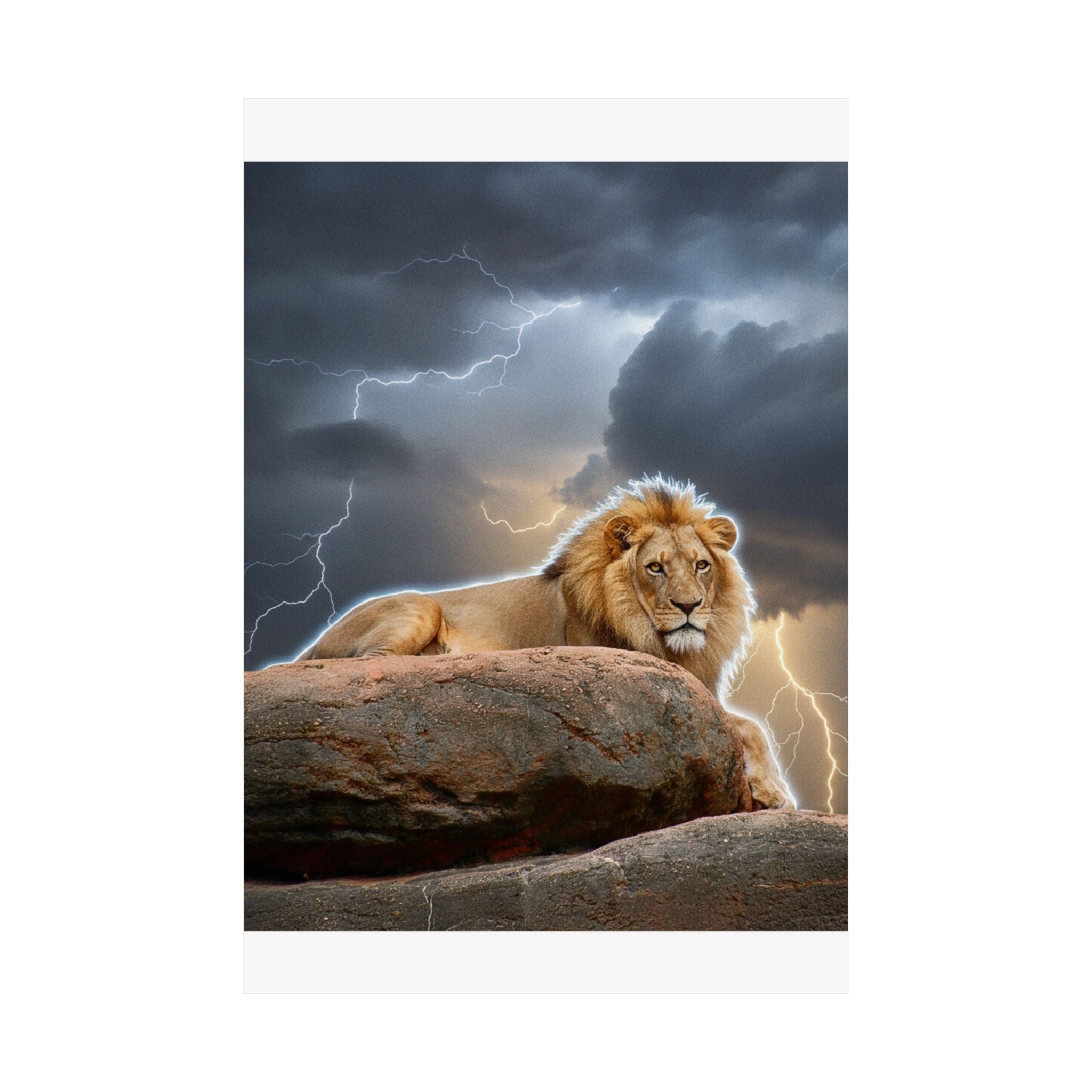 Dramatic Storm — Lion — Matte Poster