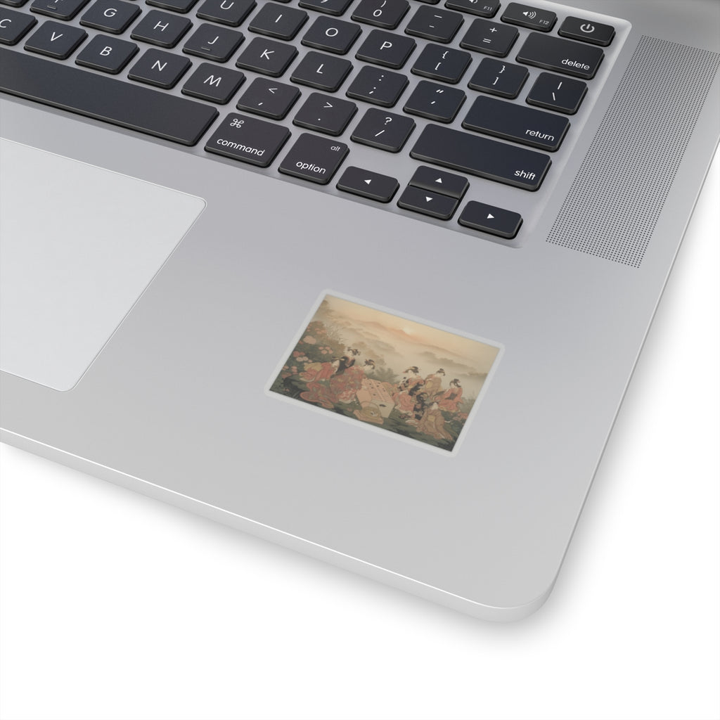 Scenic Nature — Two Young Women Playing A Game Of Sugoroku — Kiss-Cut Sticker