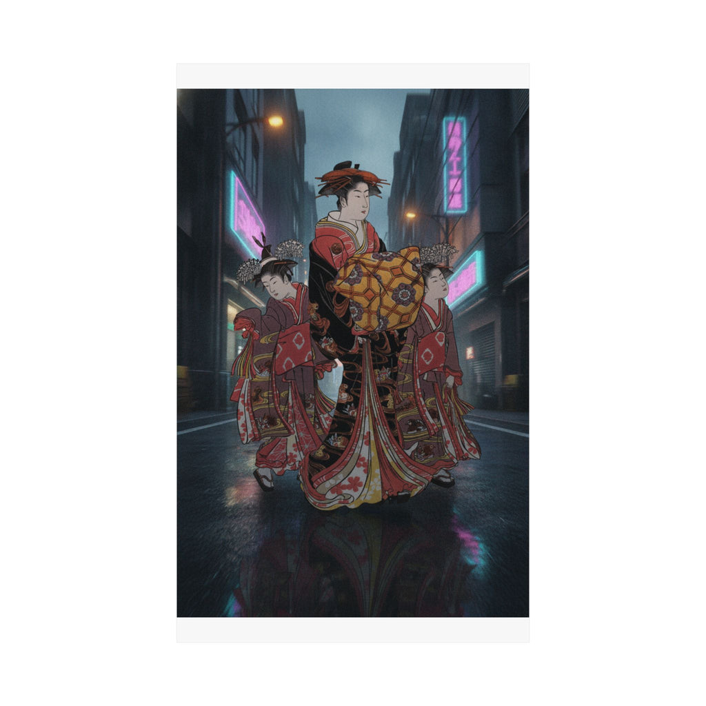 Fast Furious — An Oiran Accompanied By Two Kamuro — Matte Poster