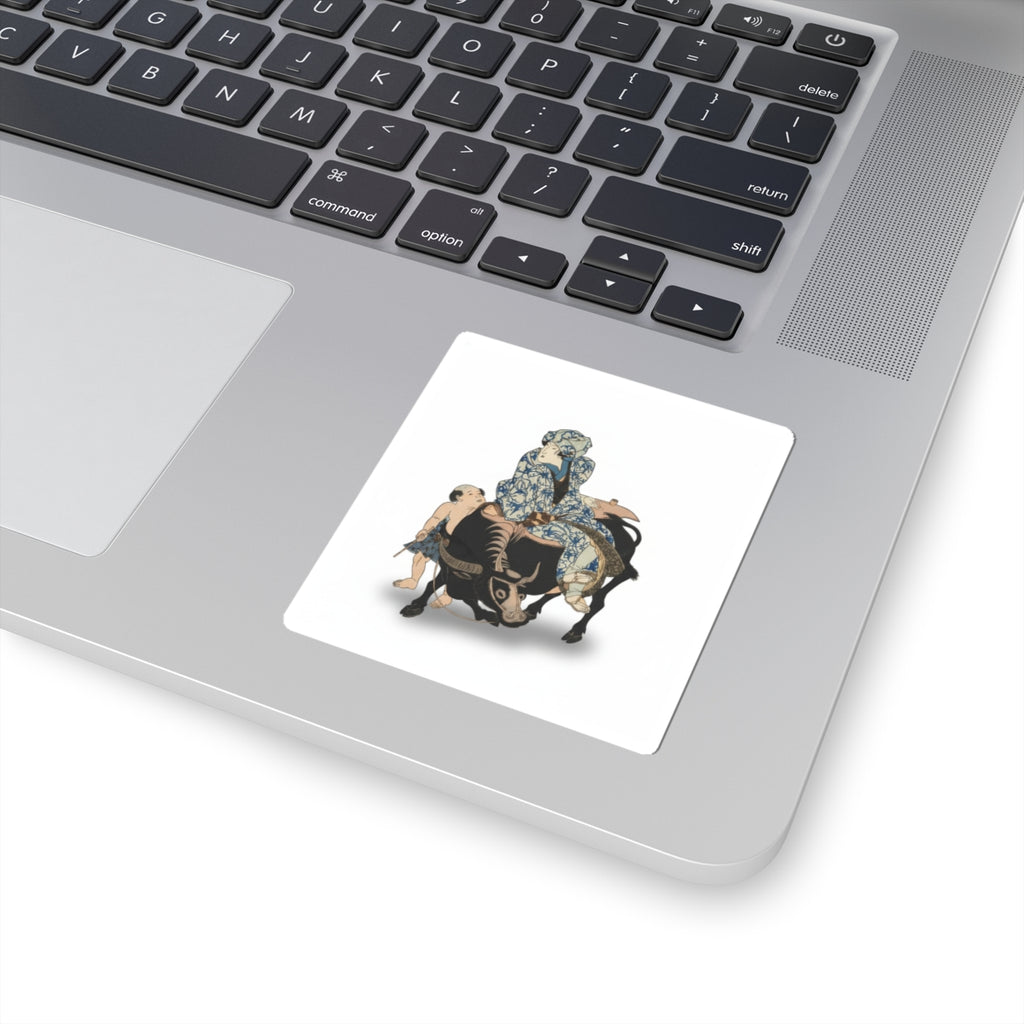 Ecommerce Main — Roshungi (Chinese, Lu Zhunyi) As A Woman With A Pipe Riding On A Buffalo — Kiss-Cut Sticker