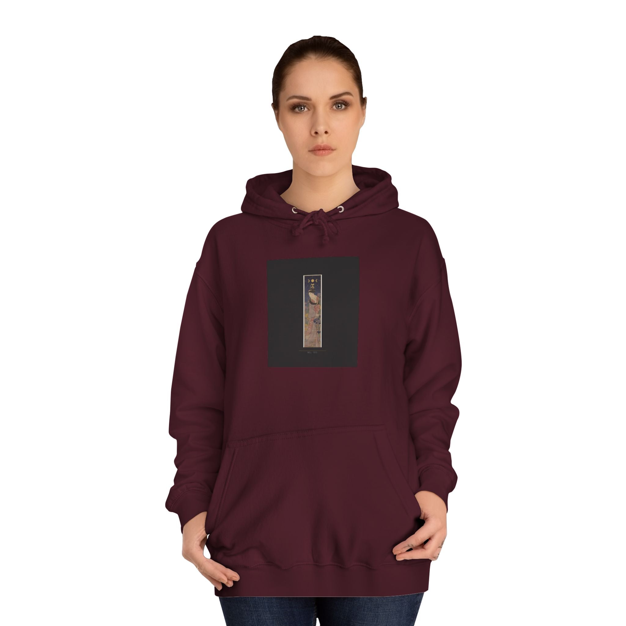 Crescent Moon Quail Ukiyo-e Panel Pullover Hoodie