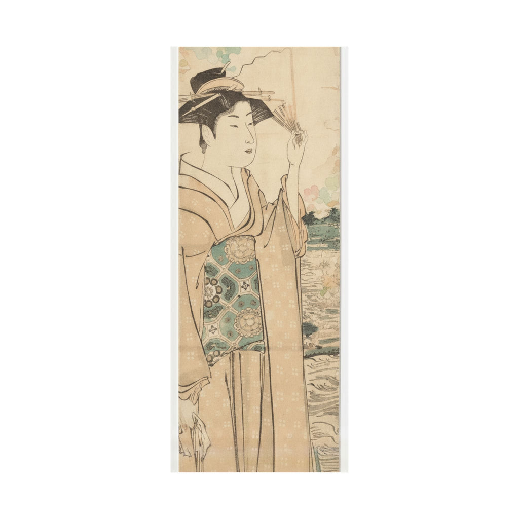 Watercolor — Woman With Fan On The Banks Of The Sumida River — Matte Poster