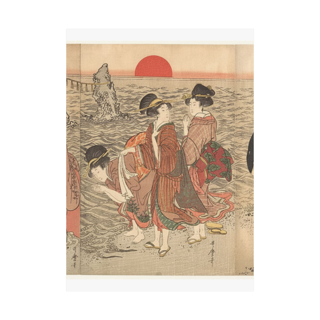 Ecommerce Main — Women Worshipping The Rising Sun Between The Twin Rocks At Ise — Matte Poster