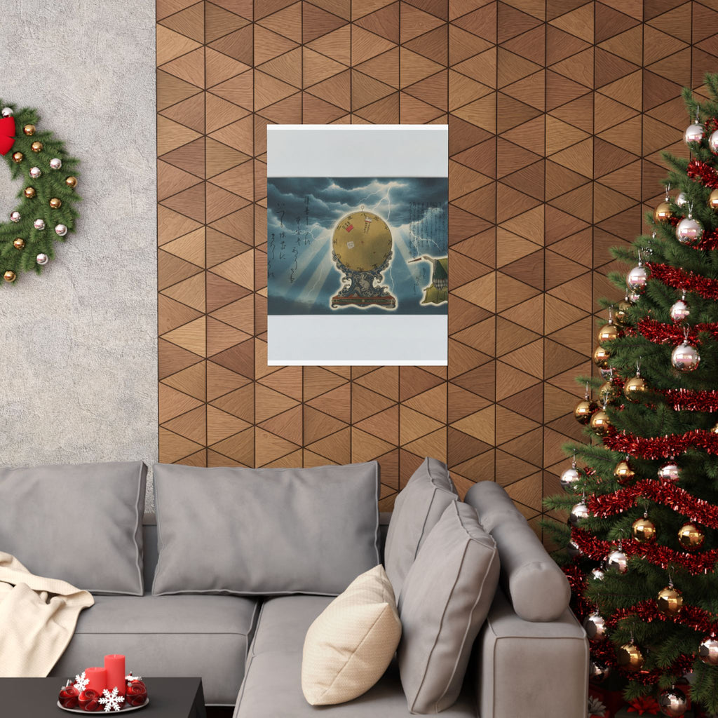 Dramatic Storm — Moveable Rotating Calendar Mounted On Elaborate Wave-Base With Rabbit Crest — Matte Poster