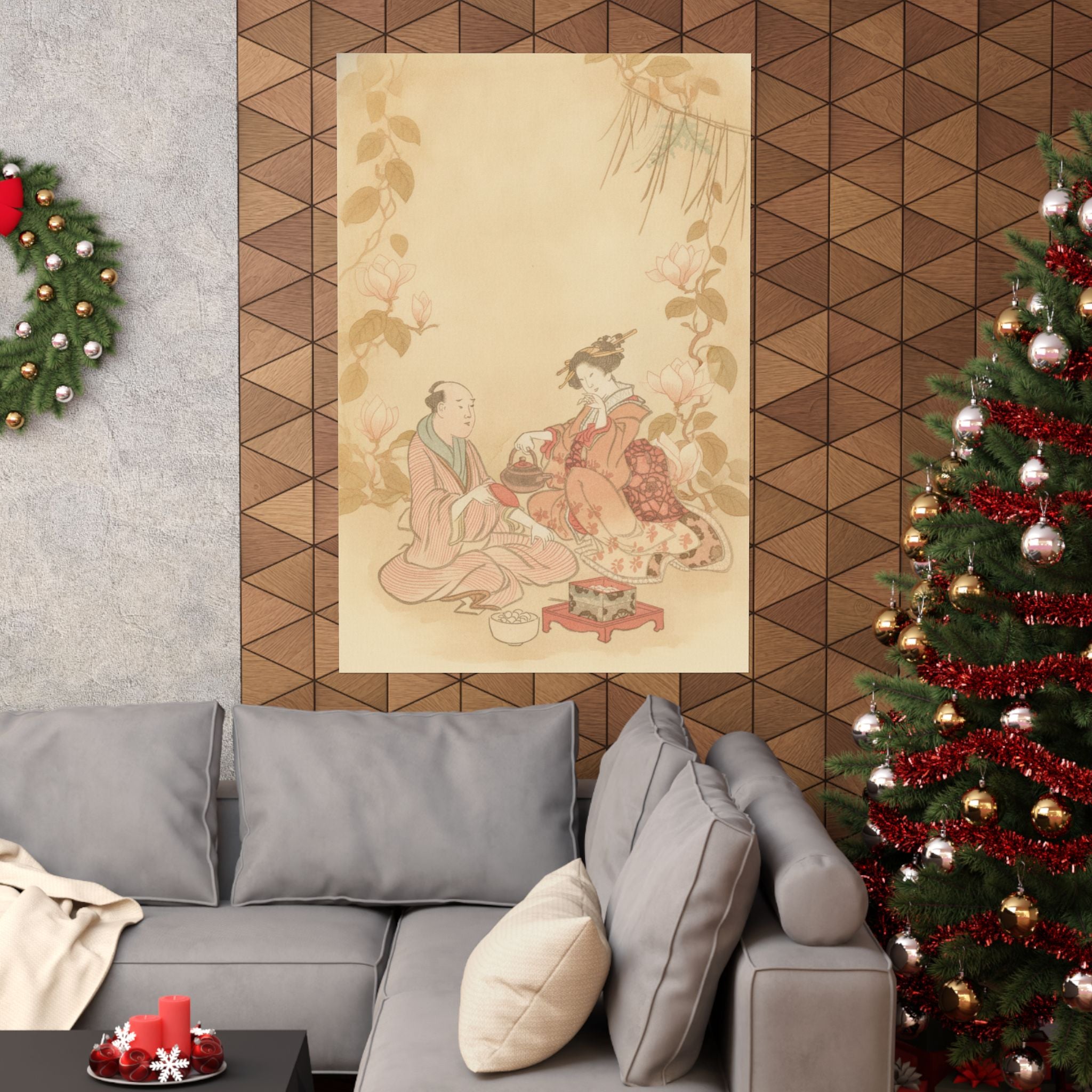 Southern Sunset — Woman Entertaining Her Guest With New Year Wine — Matte Poster