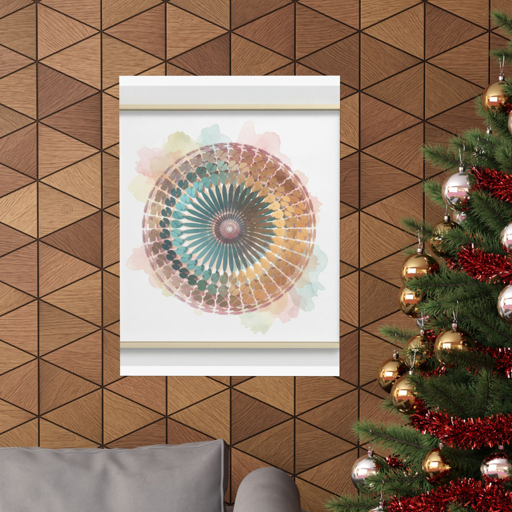 Terracotta and Teal Watercolour Spiral Mandala Poster