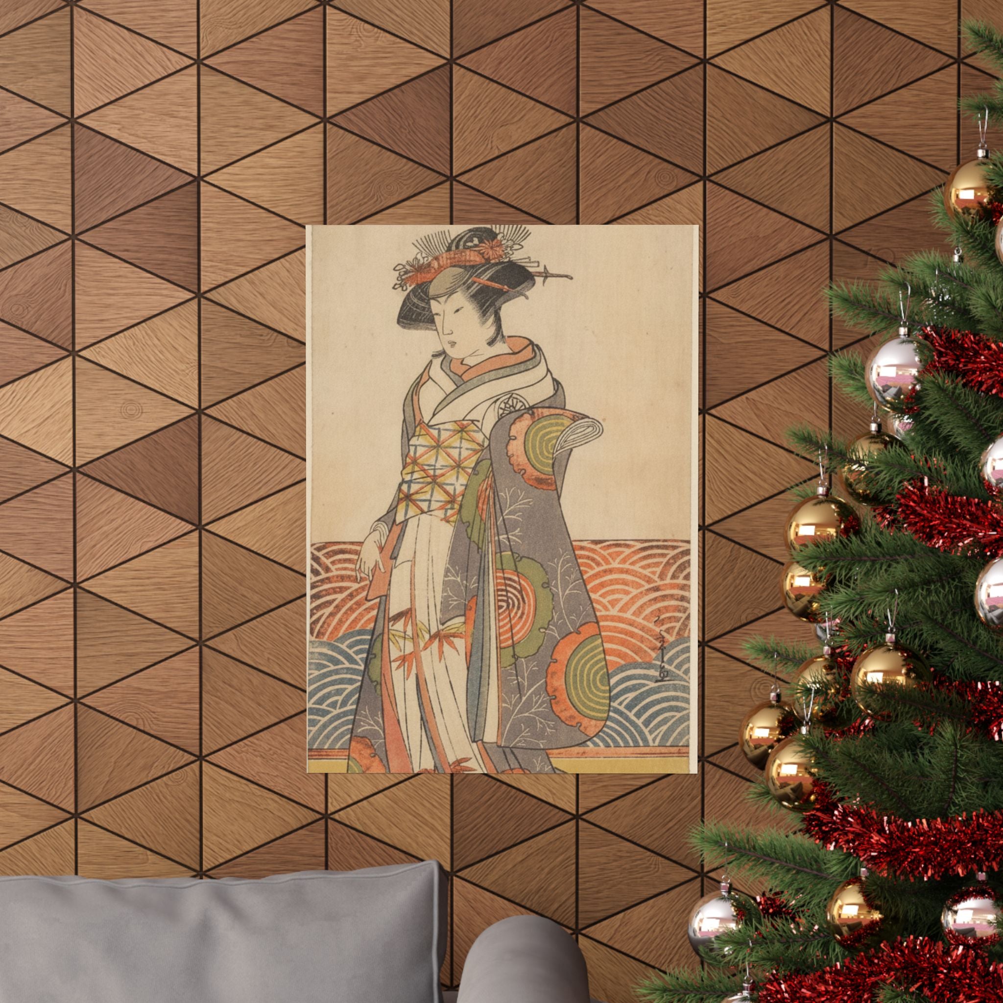 Product Marketing — The Third Segawa Kikunojo As A Woman Standing In A Room Having A Wave-Pattern Da — Matte Poster