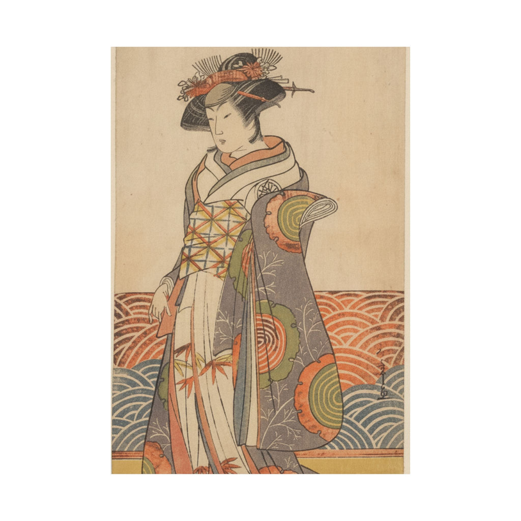 Product Marketing — The Third Segawa Kikunojo As A Woman Standing In A Room Having A Wave-Pattern Da — Matte Poster