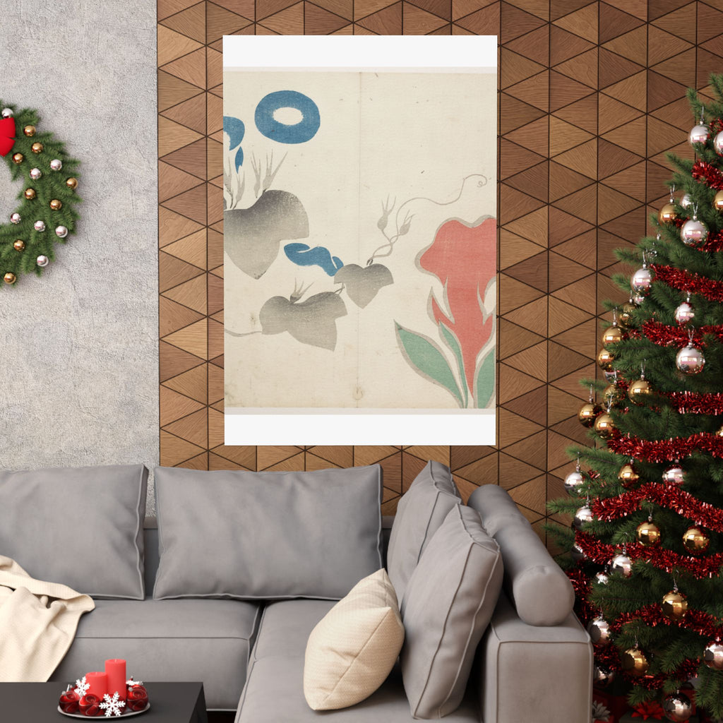 Watercolor — Design Of Morning–Glory And Other Flowers — Matte Poster