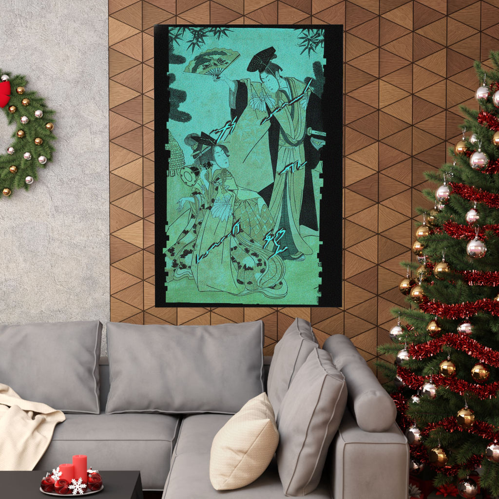 Glitch Culture — Young Lady With Drum And Man With Fan Saluting Her — Matte Poster