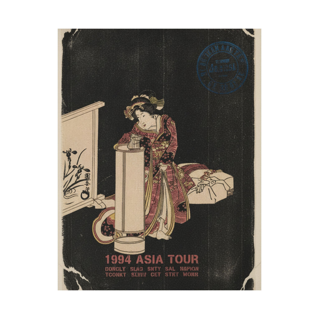 Vintage Bootleg — Young Woman Leaning Over A Tall Lamp — Matte Poster