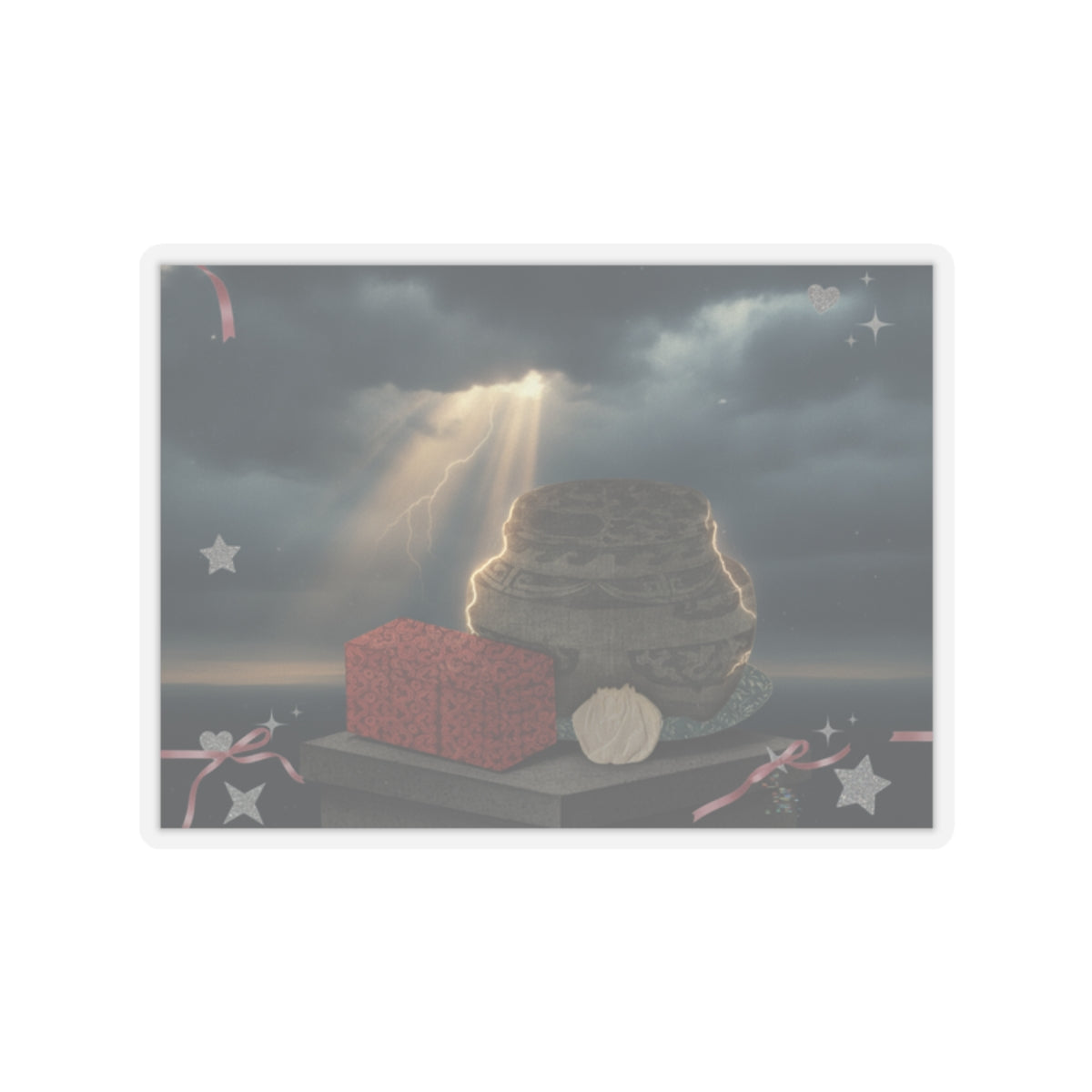 Dramatic Storm — Fire-Holder And Tea-Box — Kiss-Cut Sticker