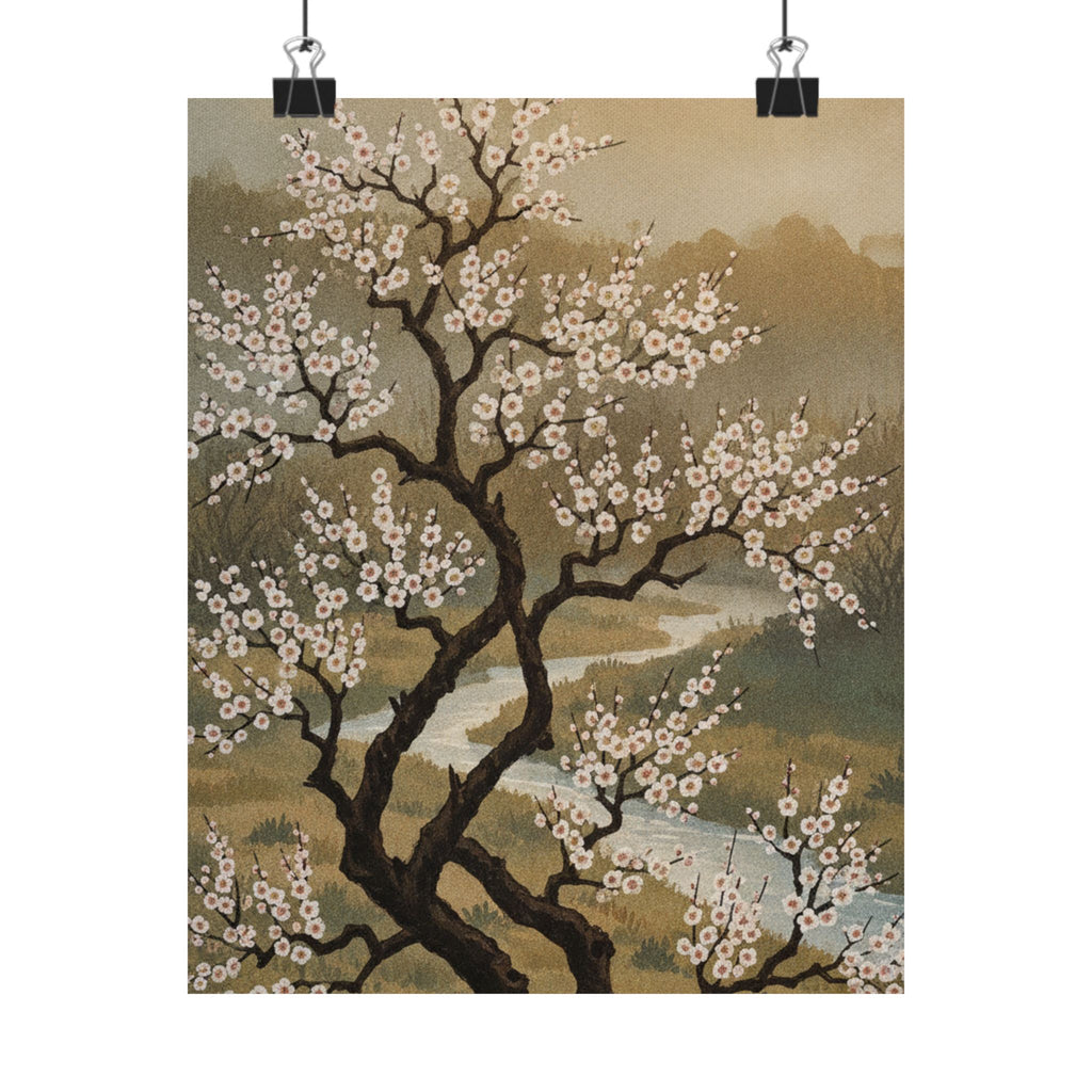 Scenic Nature — Plum Tree In Blossom — Matte Poster