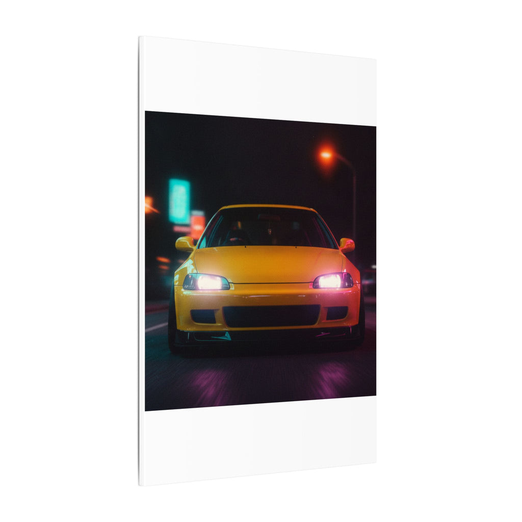 Neon Night JDM Yellow Coupe Street Matte Canvas