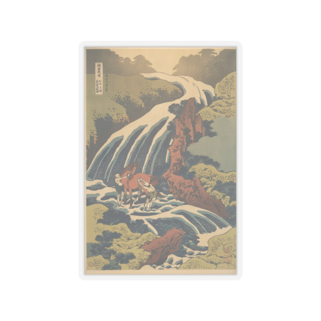 Scenic Nature — The Waterfall Where Yoshitsune Washed His Horse At Yoshino In Yamato Province (W — Kiss-Cut Sticker