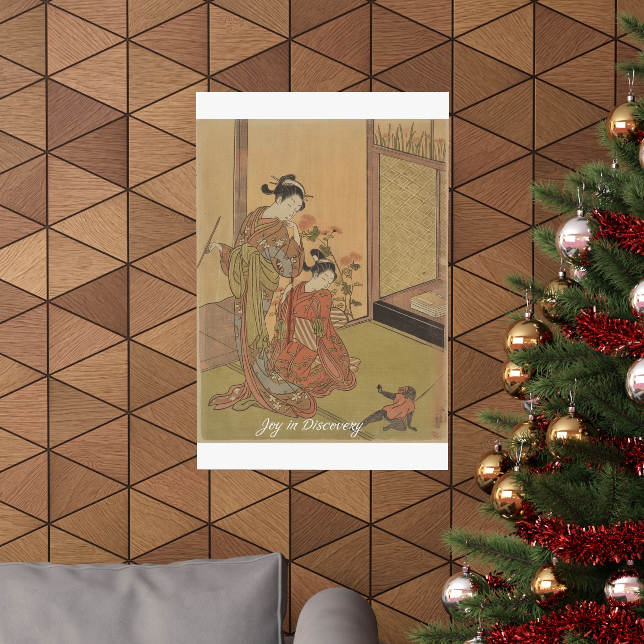 Affirmation — Two Girls Looking At A Monkey On A Leash — Matte Poster
