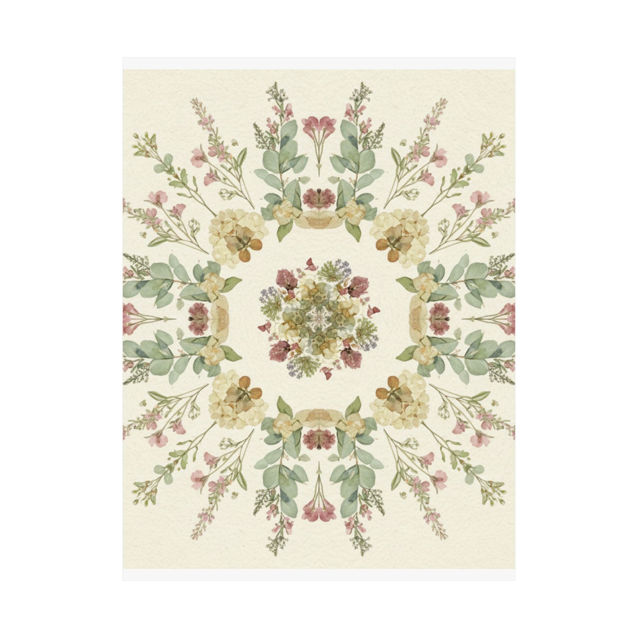 Pressed Wildflower Symmetry Cottagecore Botanical Poster