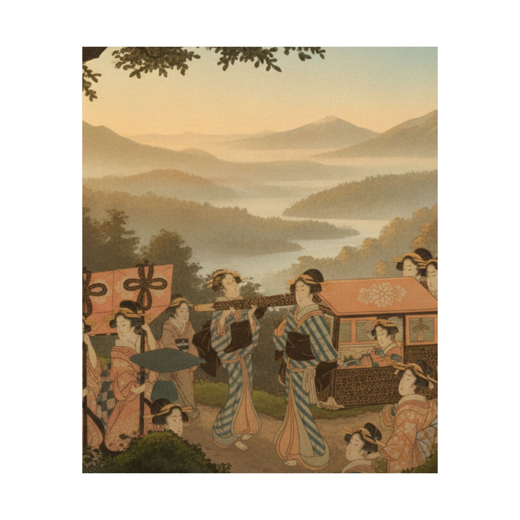 Scenic Nature — Promenade Of Famous Beauty Escorted By Many Female Attendants — Matte Poster