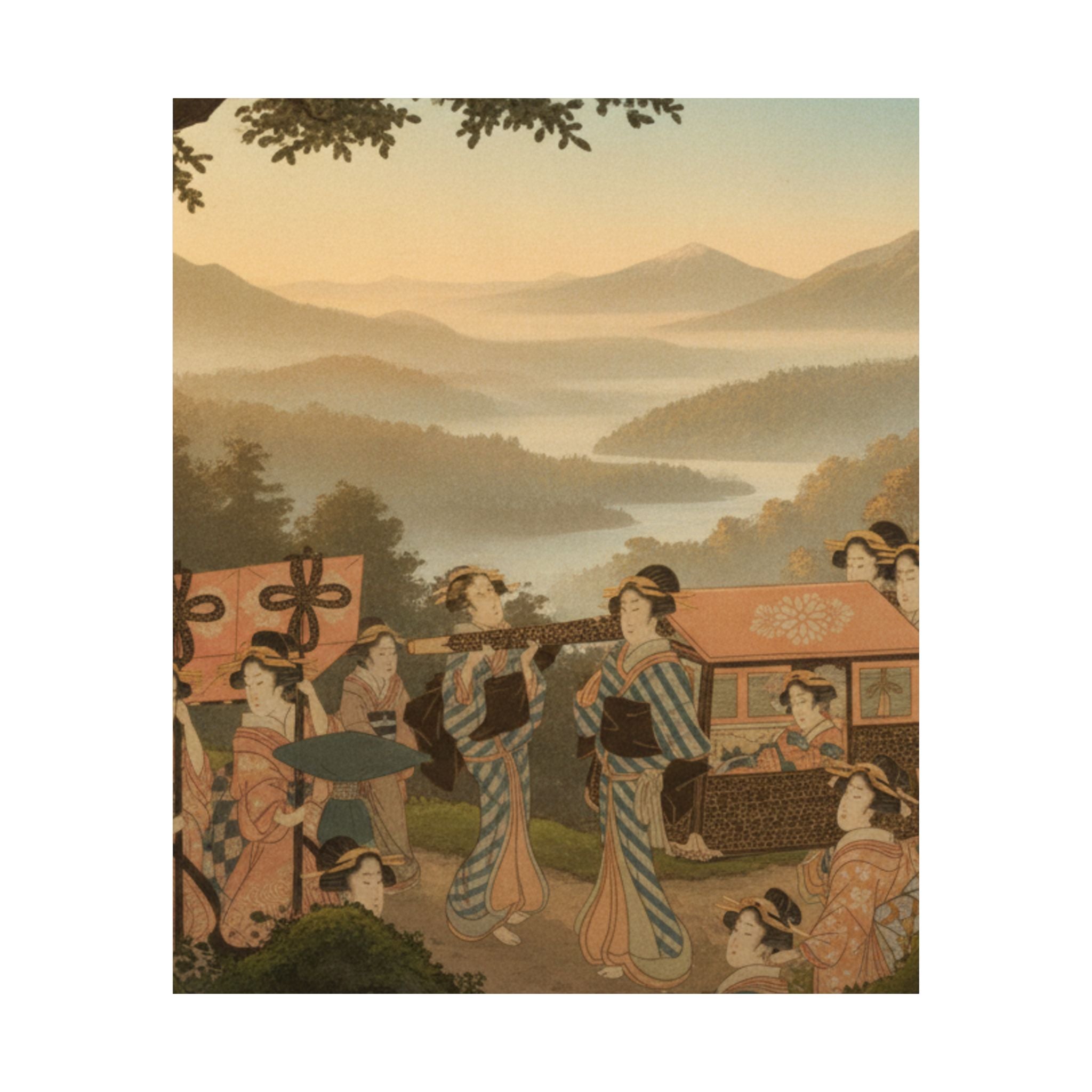 Scenic Nature — Promenade Of Famous Beauty Escorted By Many Female Attendants — Matte Poster