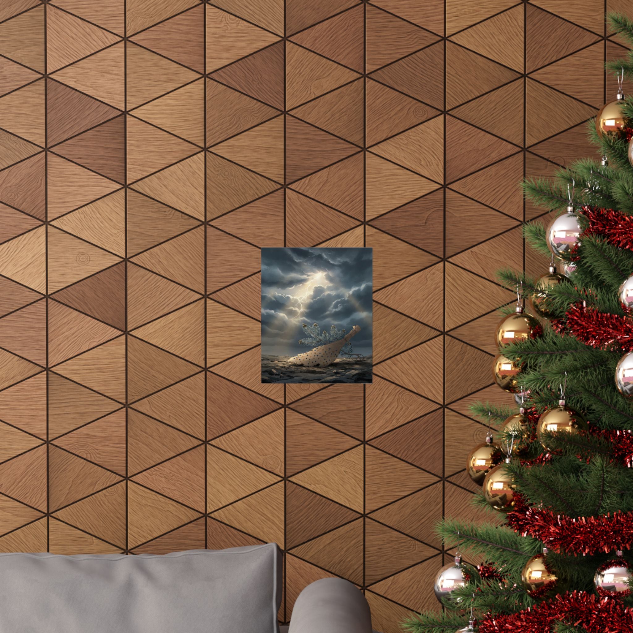 Dramatic Storm — Young Pine Tree And Jeweled Broom — Matte Poster