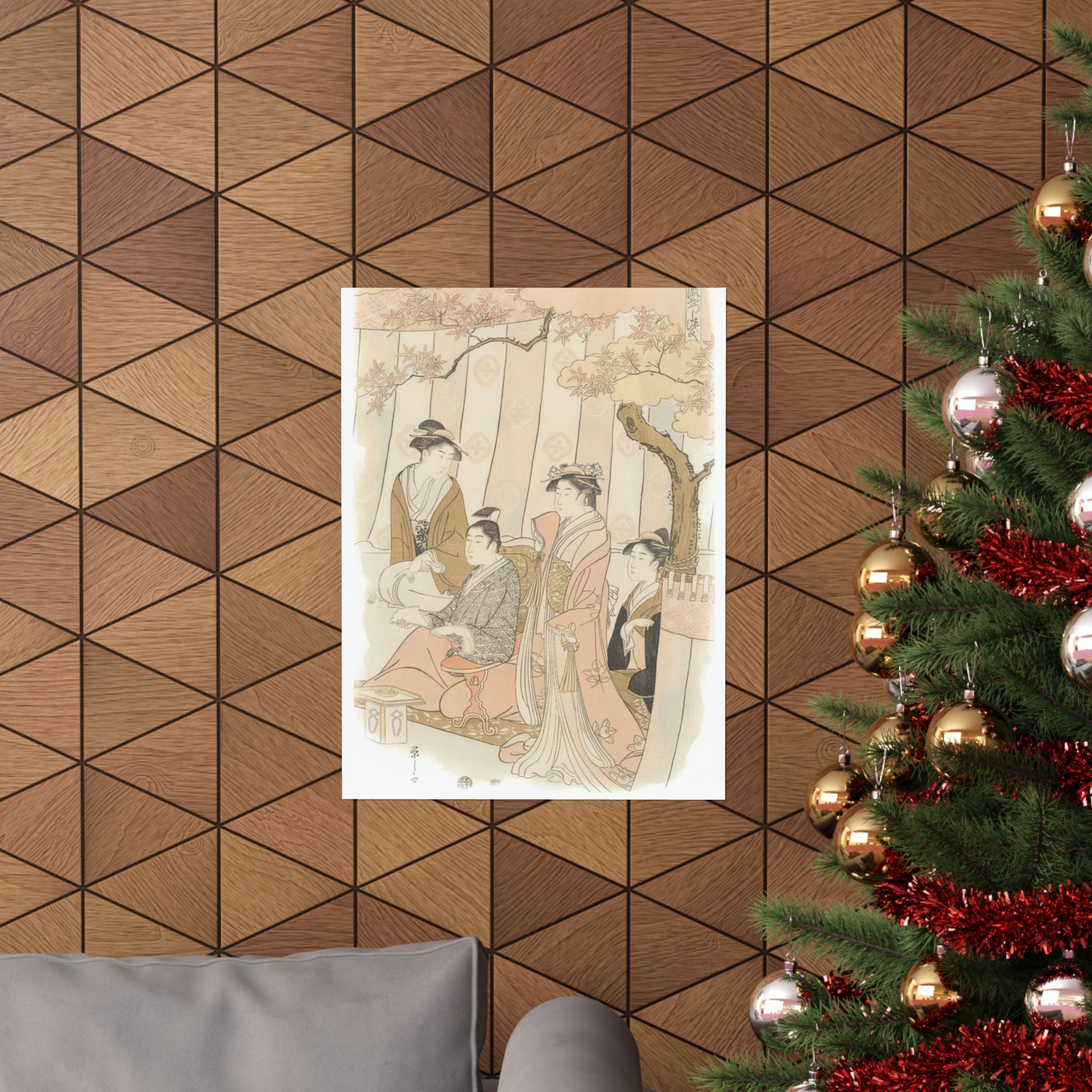 Watercolor — Prince Genji And Three Young Women — Matte Poster