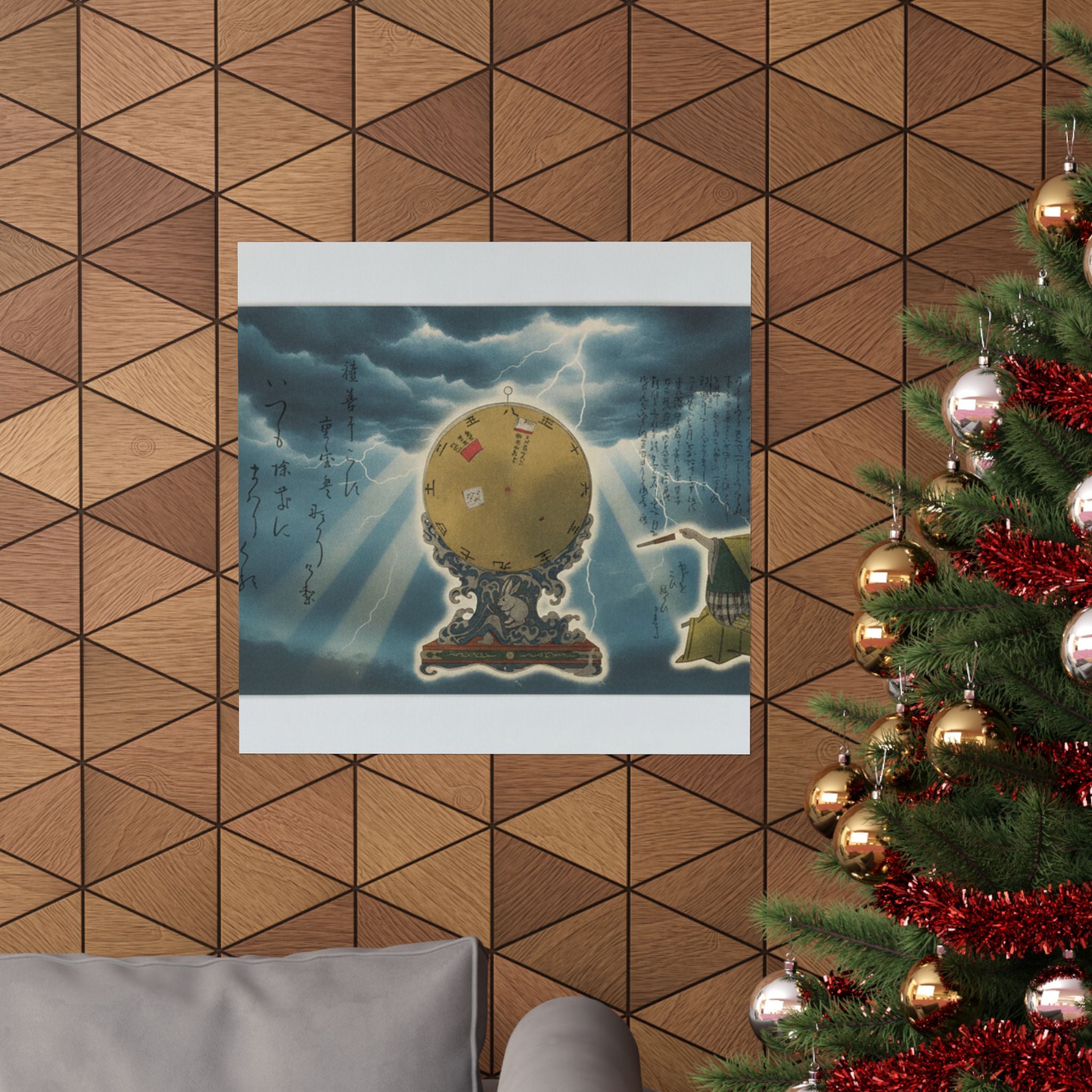 Dramatic Storm — Moveable Rotating Calendar Mounted On Elaborate Wave-Base With Rabbit Crest — Matte Poster