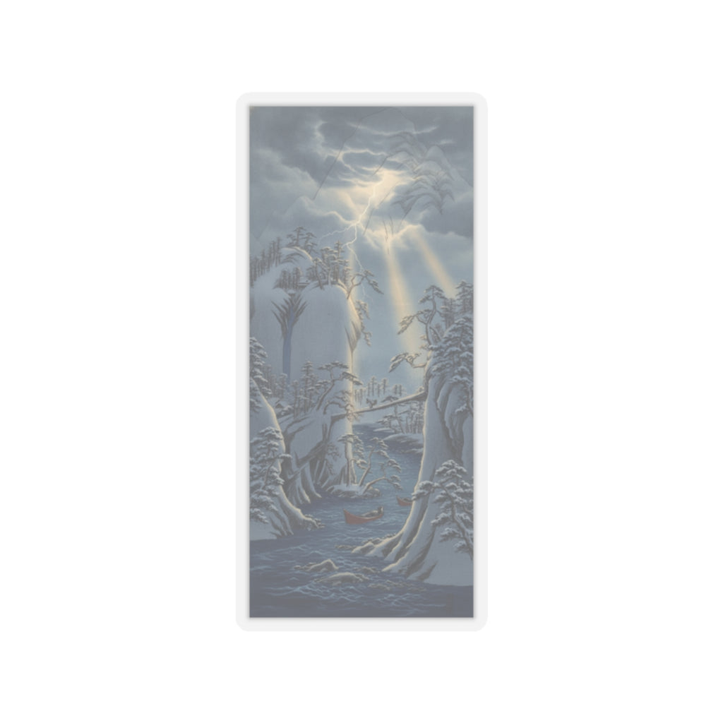 Dramatic Storm — River Gorge In Snow — Kiss-Cut Sticker