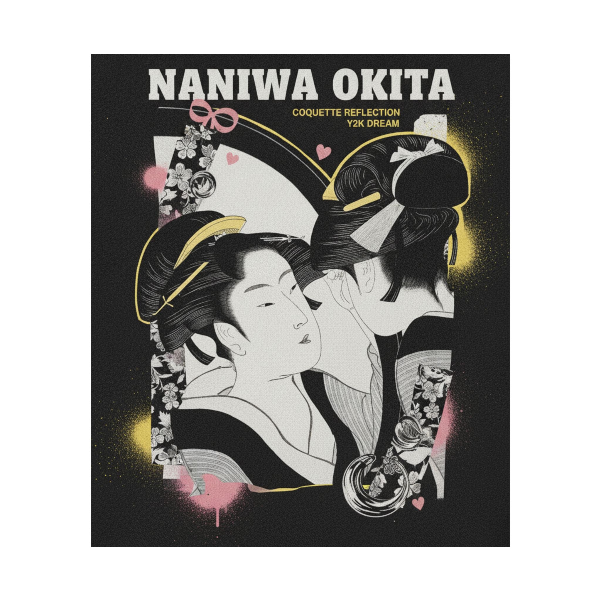 Streetwear Collage — Naniwa Okita Admiring Herself In A Mirror — Matte Poster