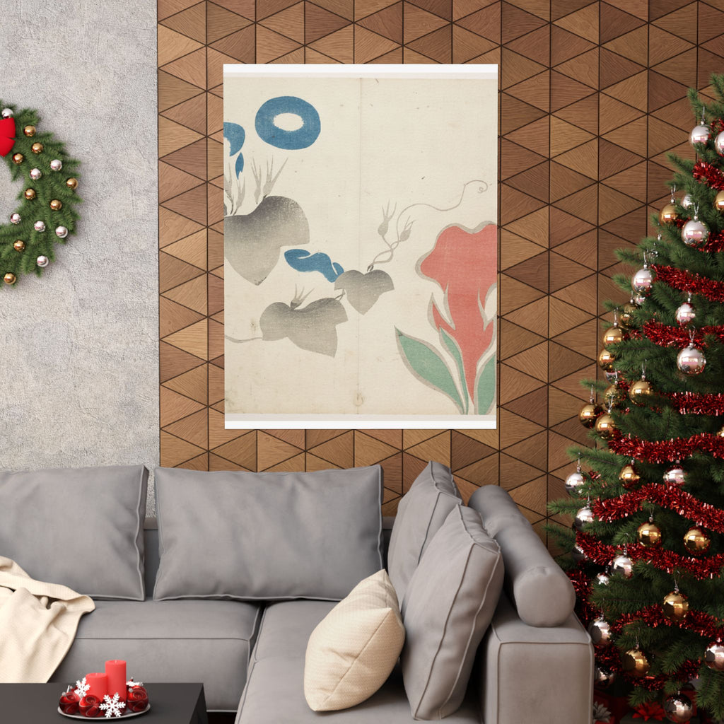 Watercolor — Design Of Morning–Glory And Other Flowers — Matte Poster