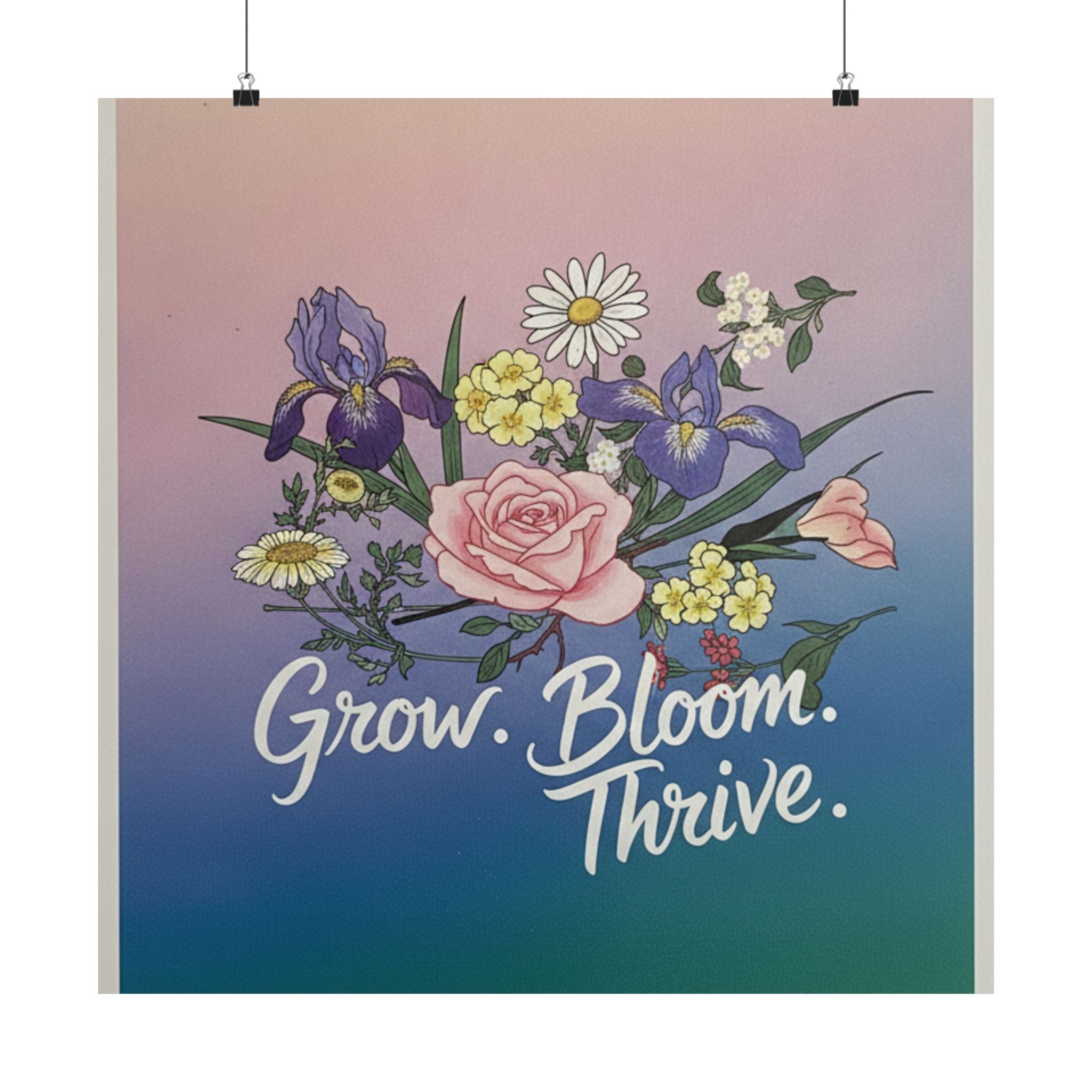 Affirmation — Rose, Iris, Primrose And Daisy — Matte Poster