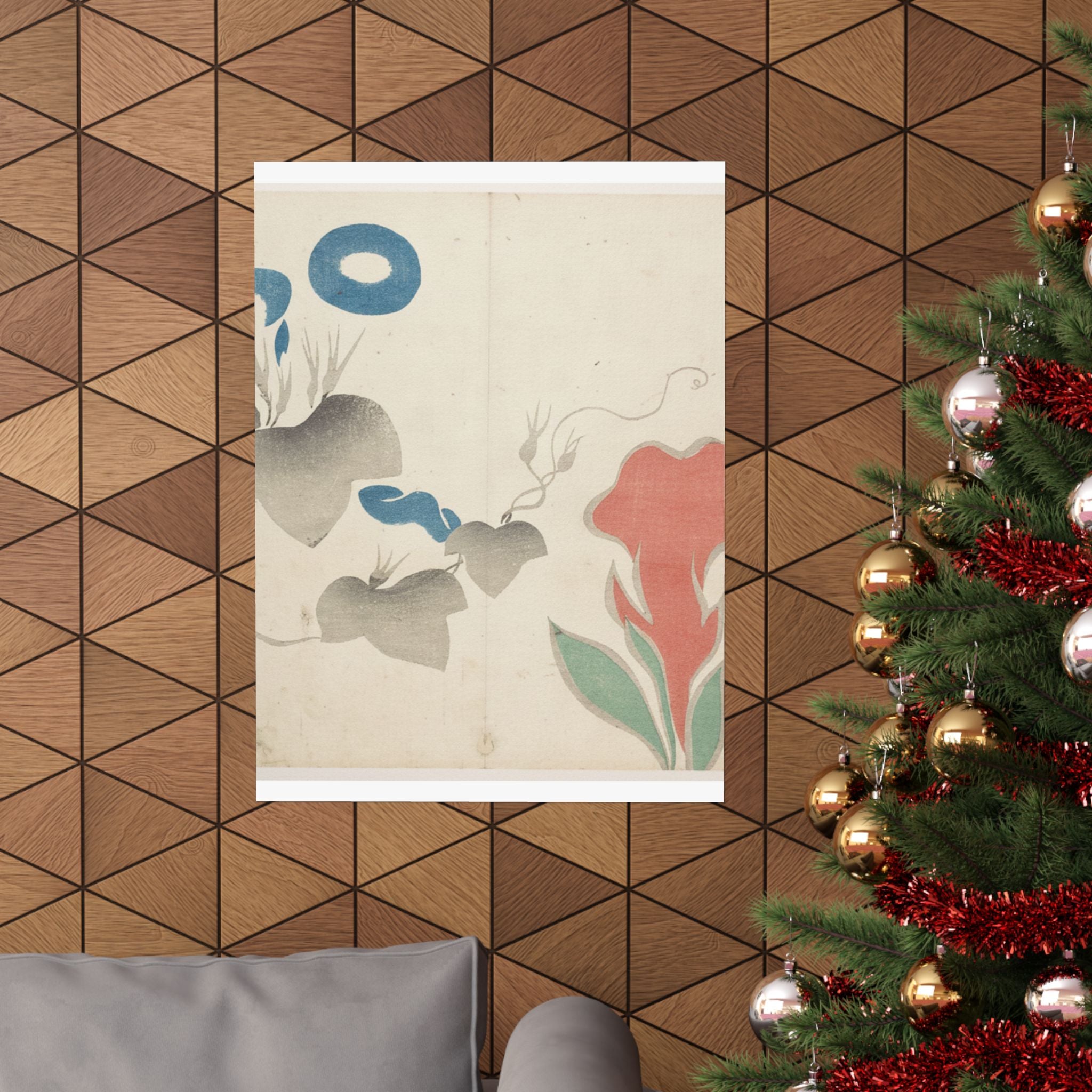 Watercolor — Design Of Morning–Glory And Other Flowers — Matte Poster