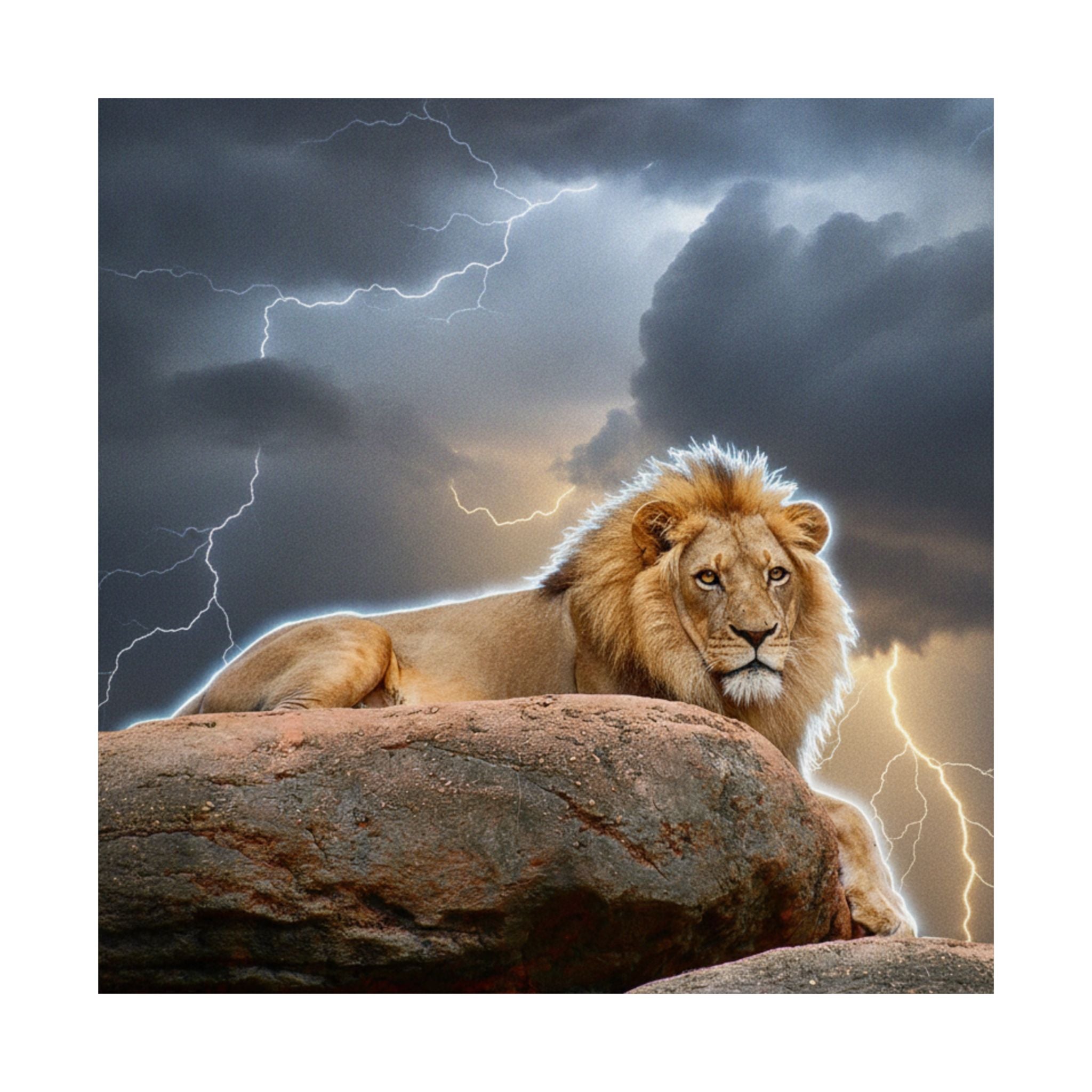 Dramatic Storm — Lion — Matte Poster