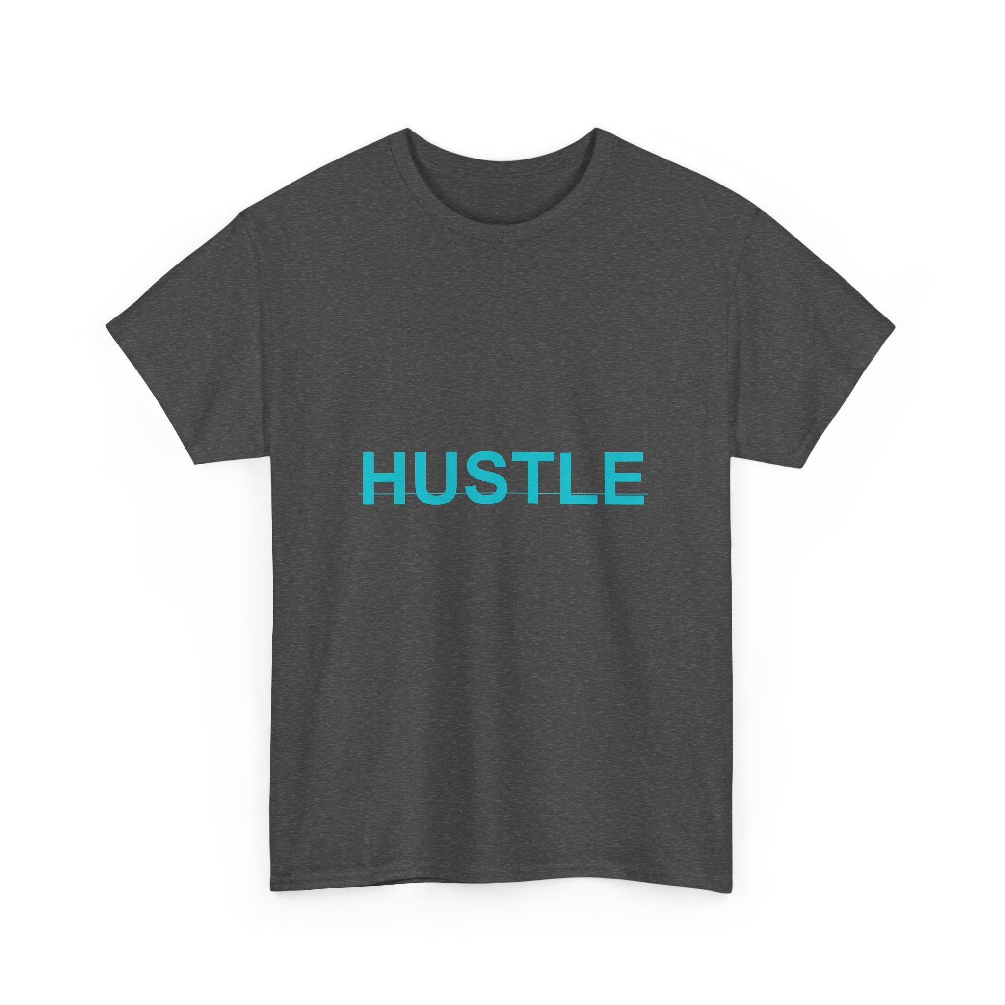 HUSTLE Bold Cyan Wordmark Minimal Graphic Tee