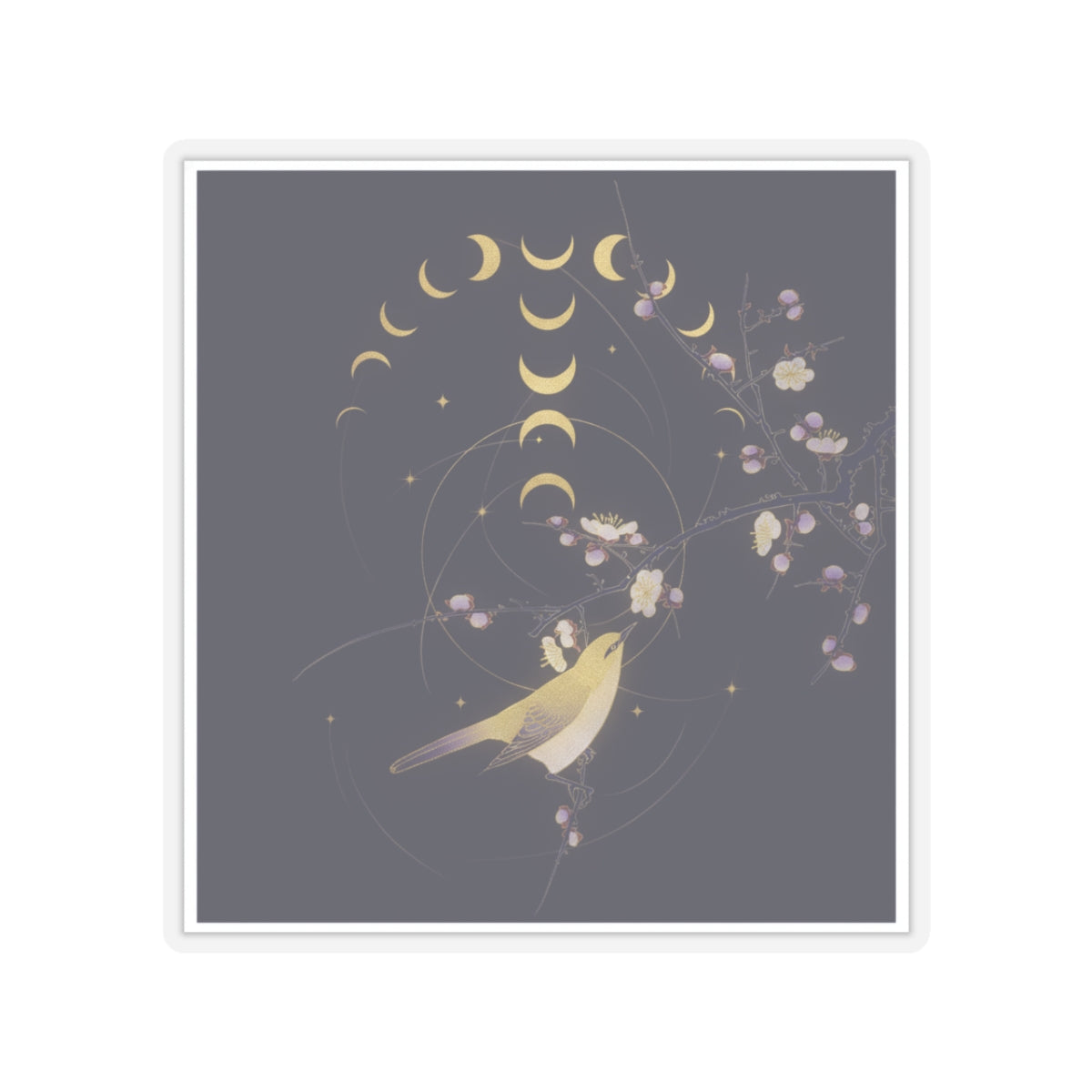 Celestial — New Moon; Nightingale On A Plum Branch — Kiss-Cut Sticker