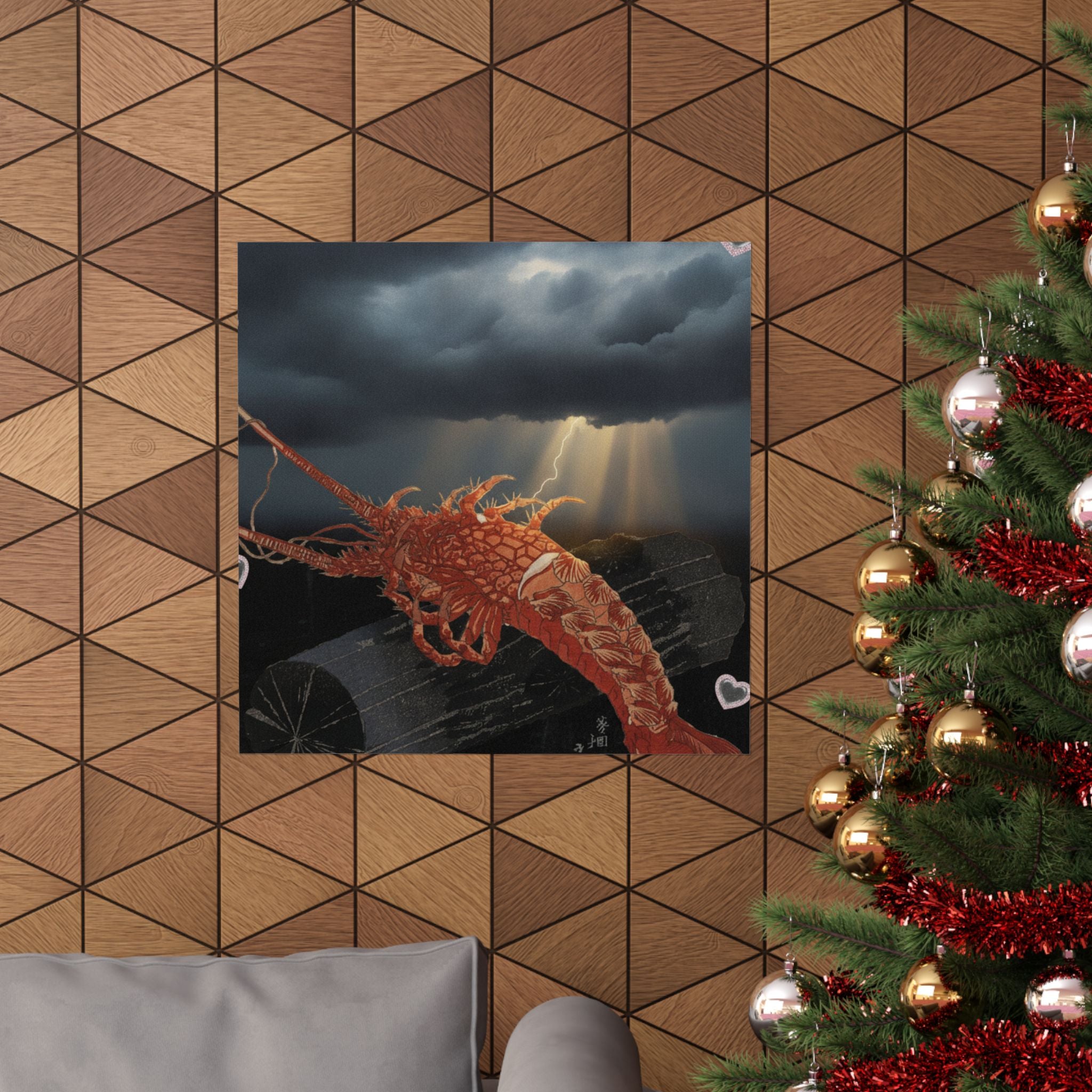 Dramatic Storm — Lobster On A Piece Of Charcoal — Matte Poster